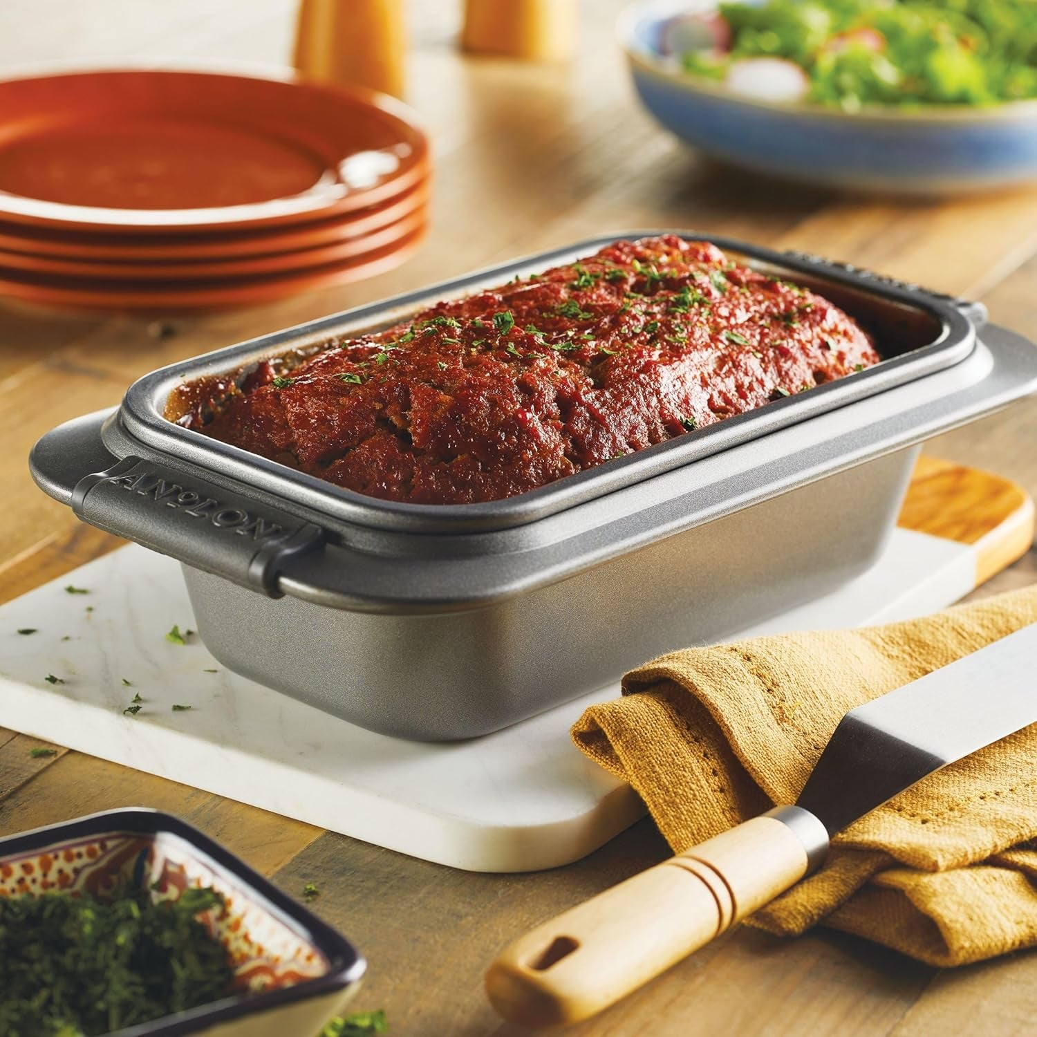 Anolon Advanced Nonstick Bakeware 2-Piece Loaf Pan Set, Gray with Silicone Grips - 54715