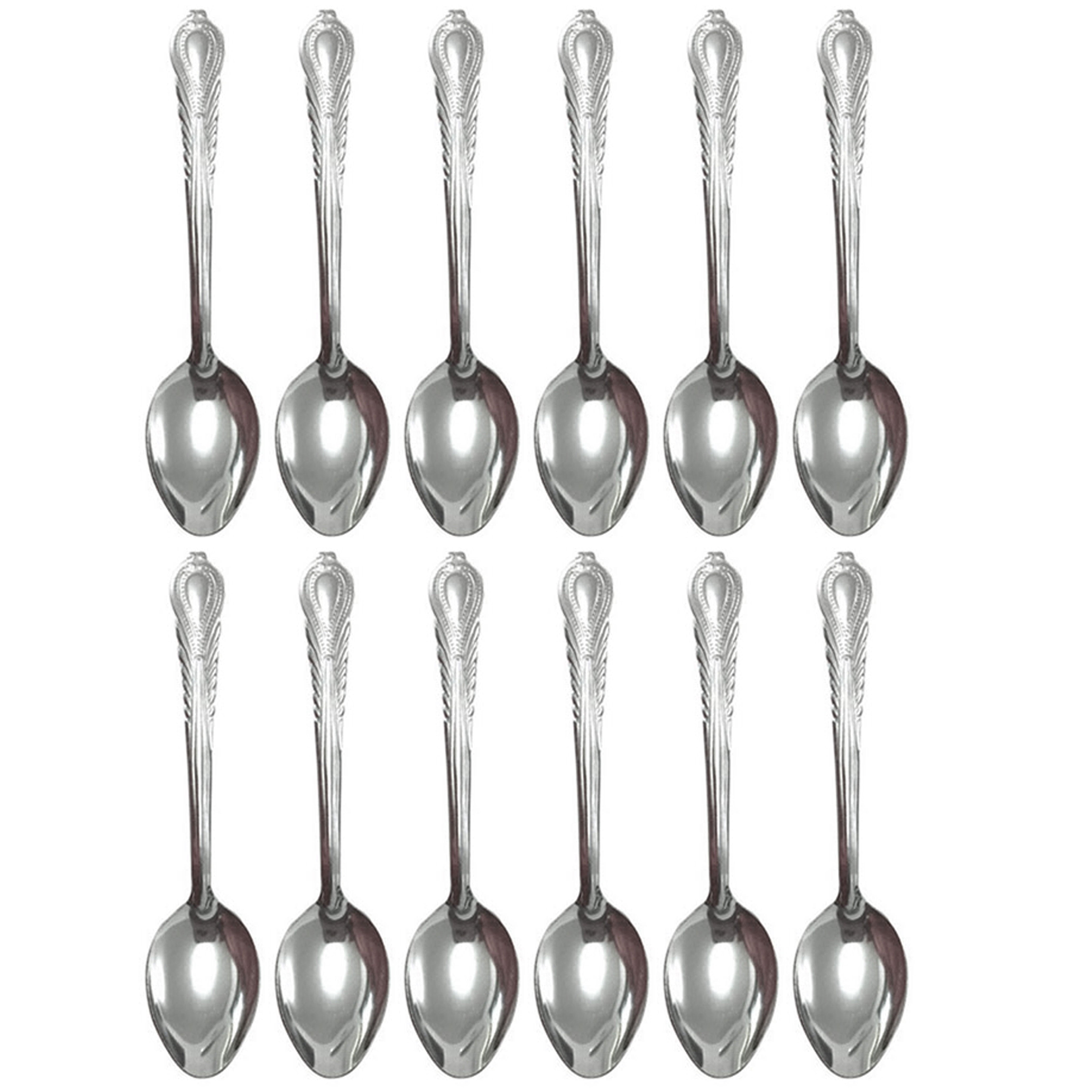 12 Pc Dinner Spoons Stainless Steel Silverware Cutlery Soup Utensil Flatware Set