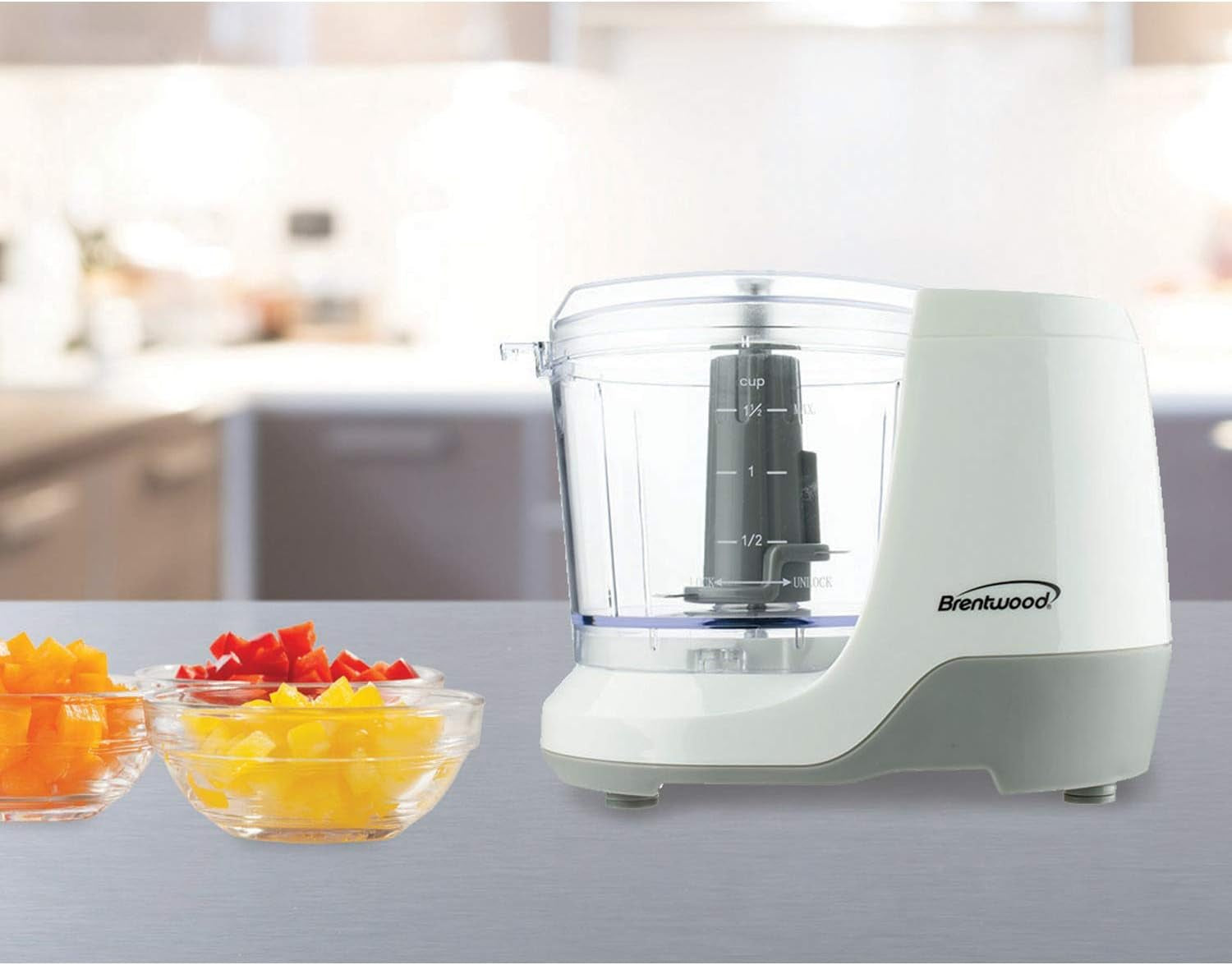 Brentwood MC-109W 1.5 Cup Mini Food Chopper, White