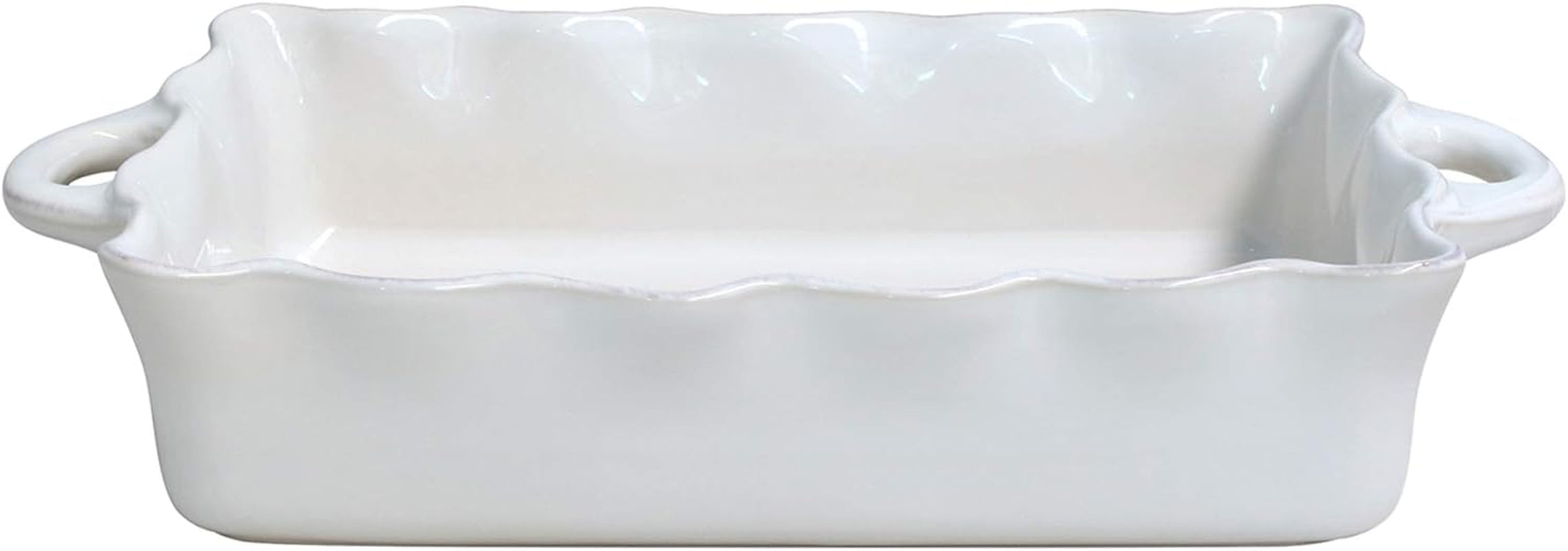 Casafina Ceramic 17.25" X 10.25" Rectangular Ruffled Baker - Cook & Host Collection, White | Oven & Dishwasher Safe Bakeware | Food Safe Glazing | Restaurant Quality Dinnerware
