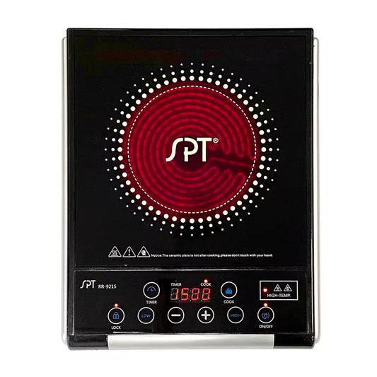 Single Burner 15 In. Black Radiant Hot Plate with Temperature Control