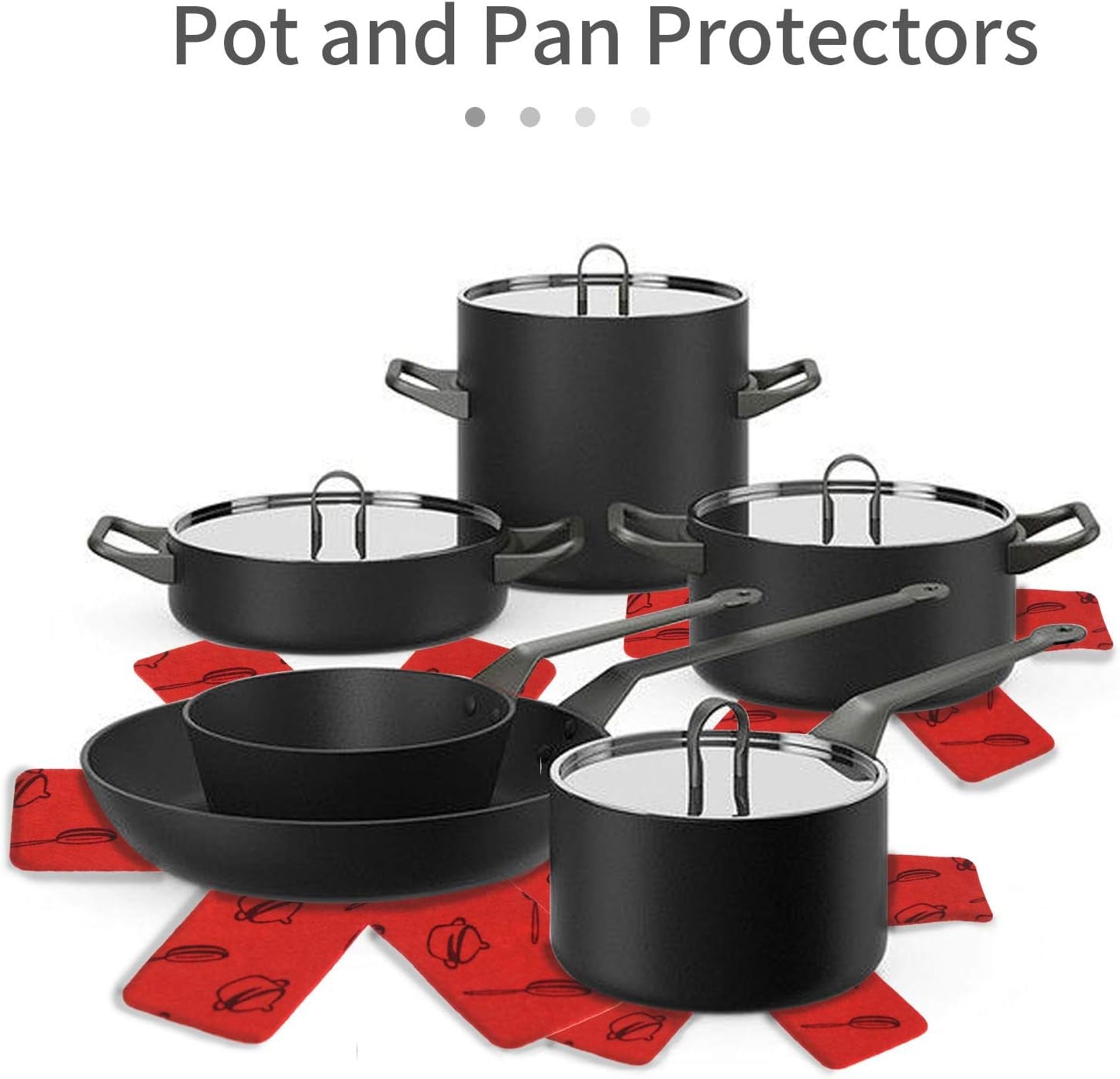 12 PCS Pot and Pan Protectors, 3 Different Size Pot Dividers Separators Protectors Pads for Protect Pots and Pans from Damage(Red)