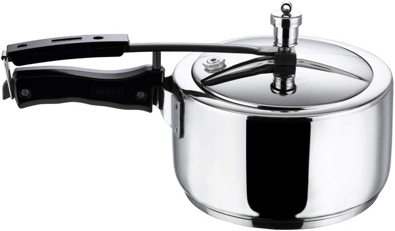Vinod Pressure Cooker Stainless Steel – Inner Lid - 3 Liter – Sandwich Bottom – Indian Pressure Cooker – Induction Friendly Cooker – Best Used for Indian Cooking, Soups, and Rice Recipes, Quinoa