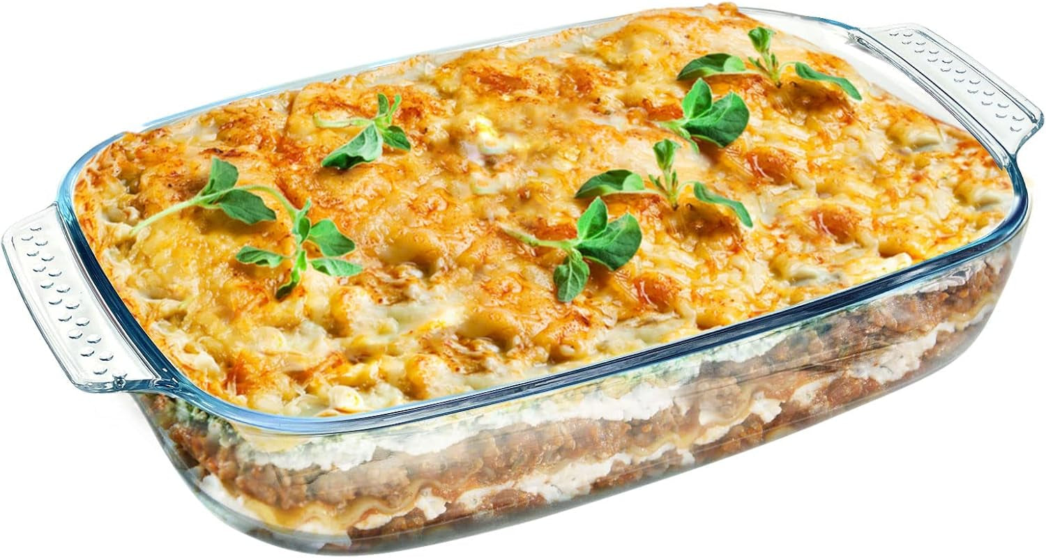 2 Quart Clear Glass Baking Dish for Oven, Rectangular Glass Casserole Dish for Oven, Baking Pan Glass Bakeware
