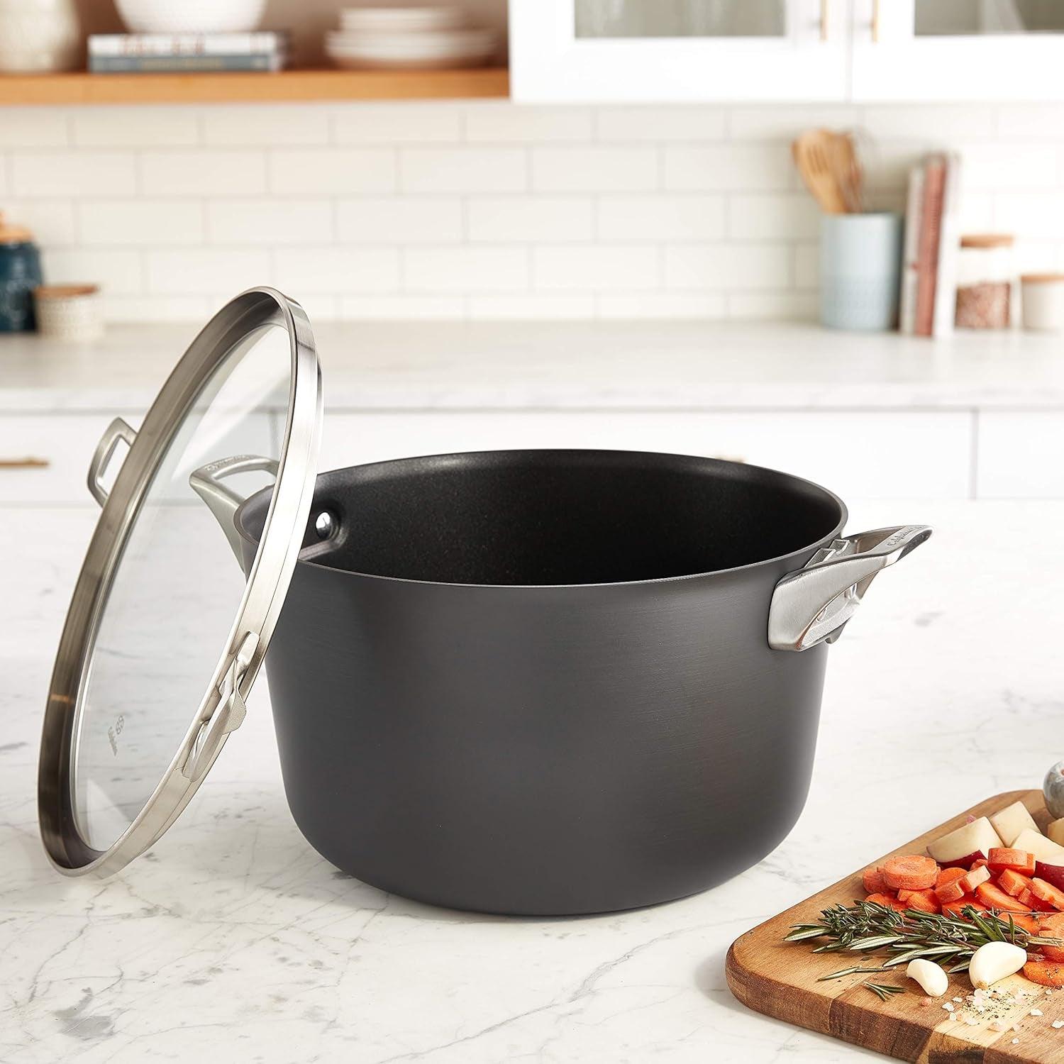 Calphalon Premier Space Saving Nonstick 12Qt Stock Pot with Cover