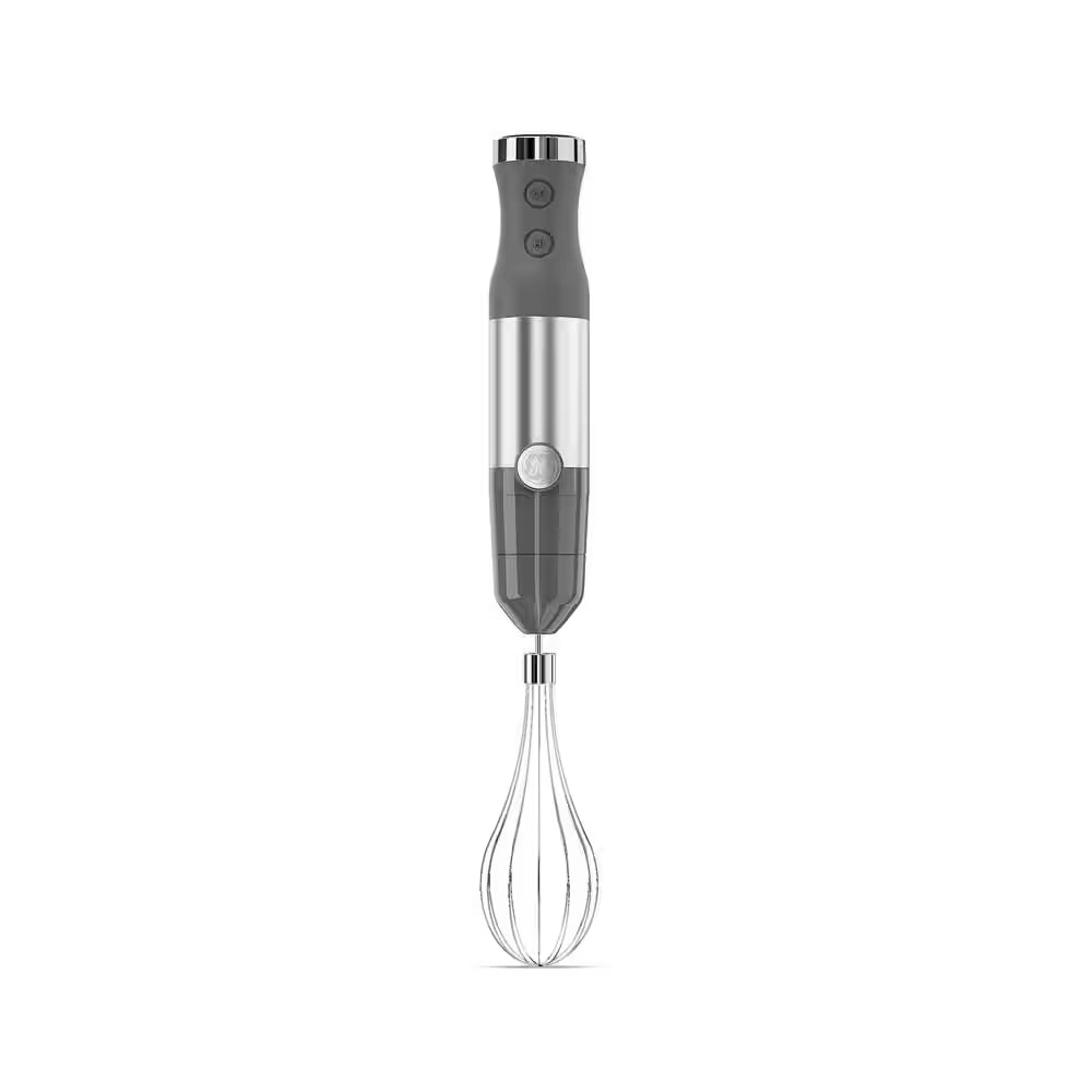 2-Speed Stainless Steel Immersion Hand Blender with Whisk, Blending, and Chopping Jar Attachments