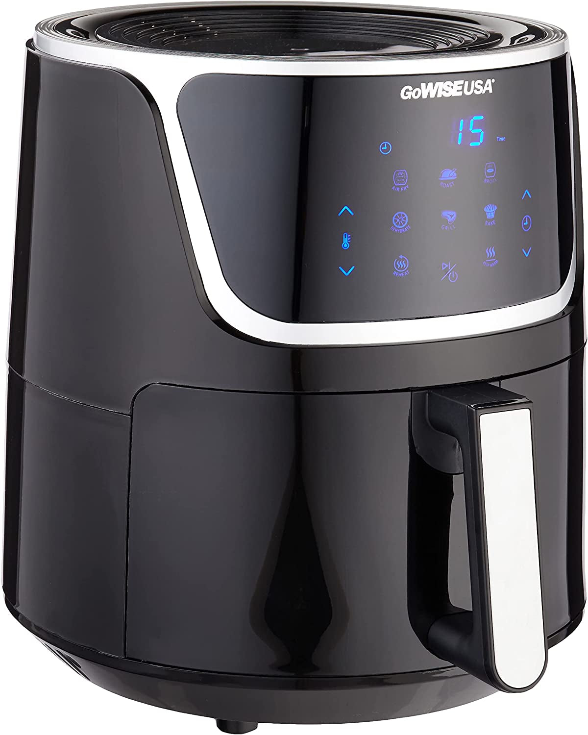 Gowise USA GW22957 7-Quart Electric Air Fryer with Dehydrator & 3 Stackable Racks, Digital Touchscreen with 8 Functions + Recipes, 7.0-Qt, Red/Silver