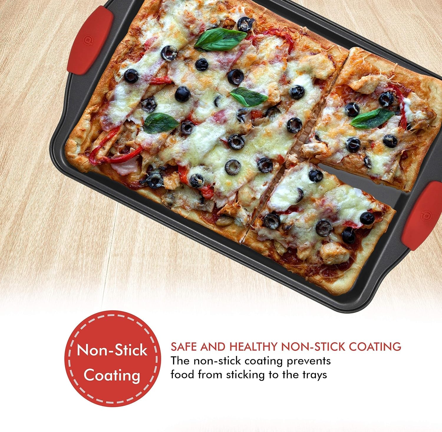 PERLLI Nonstick Bakeware Sets, 11 Piece Steel Baking Pan Tray Set with Silicone Handles Kitchen Oven Safe, Cookie Sheet, Muffin Pan, Cake Pan, Bread Loaf Pan, Brownie Pan W/Microfiber Cleaning Cloth