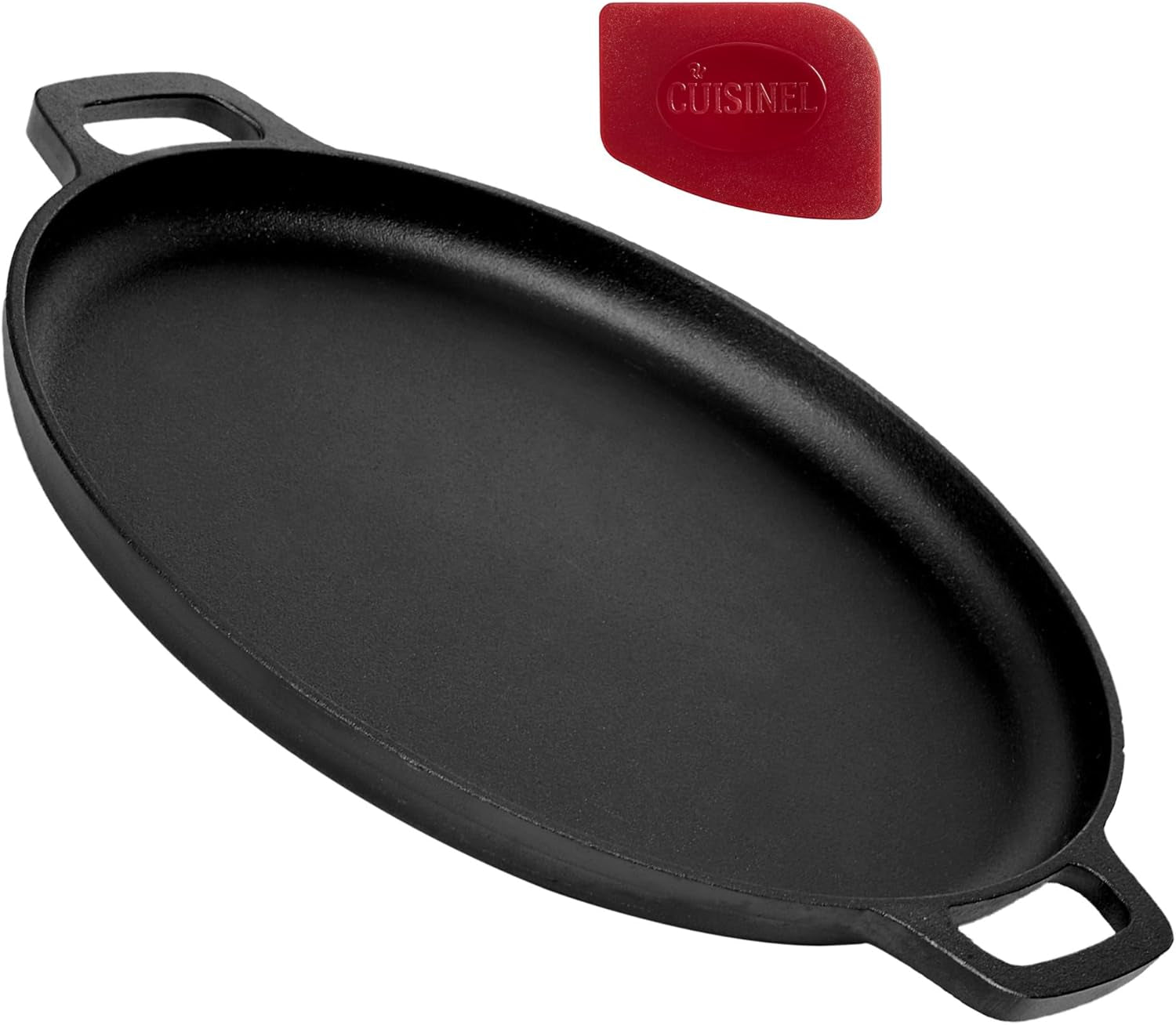 Cuisinel Cast Iron Skillet Set - 10" + 12" Frying Pan + Glass Lids + 2 Handle Cover Grips - Pre-Seasoned Oven Cookware - Indoor/Outdoor Use - Grill, Stovetop, Induction, BBQ, Camping, Fire Use