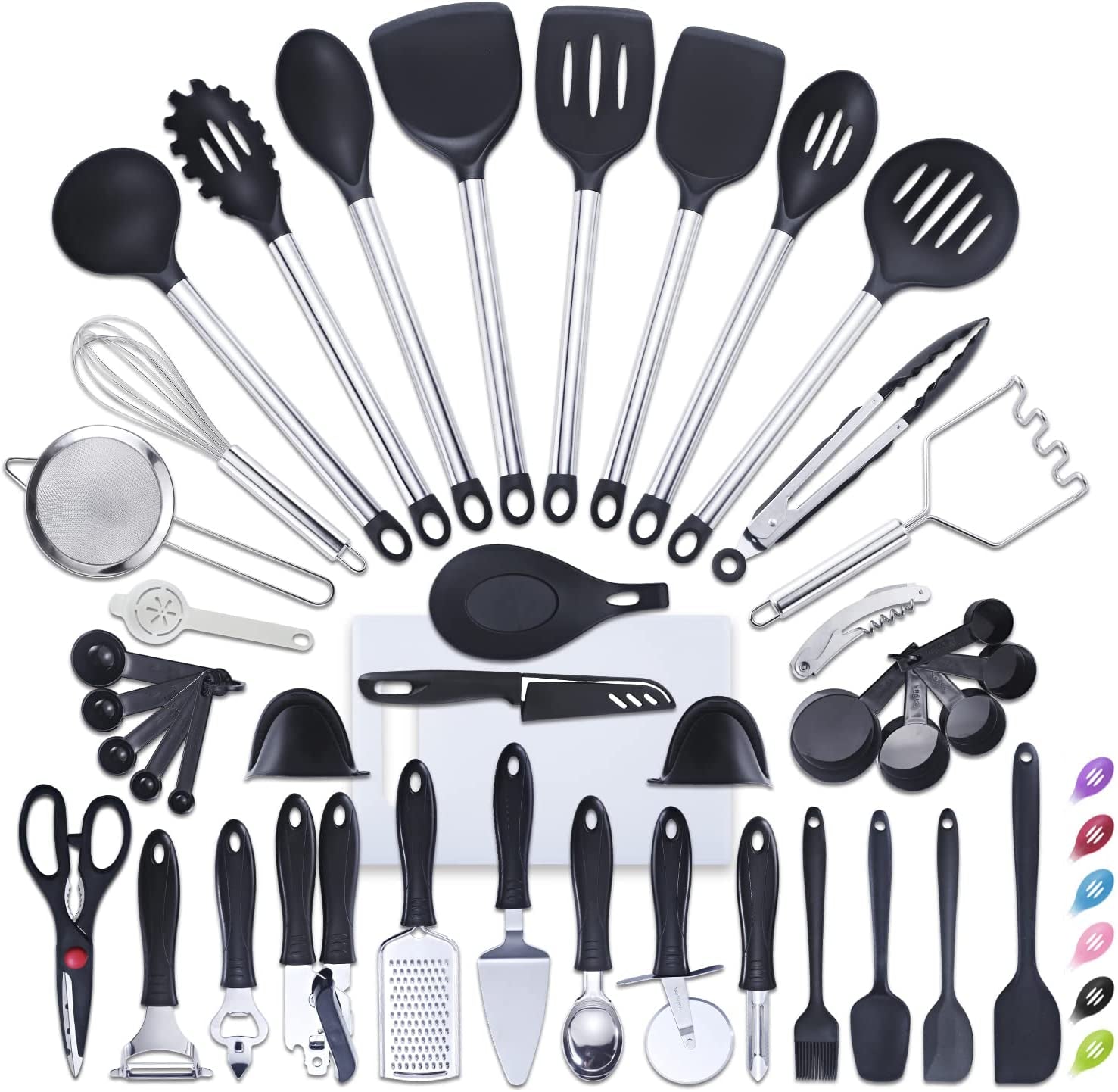 VEICA, 42Pc Kitchen Utensil Set, Nylon & Stainless Steel, Cooking & Baking Set, Black