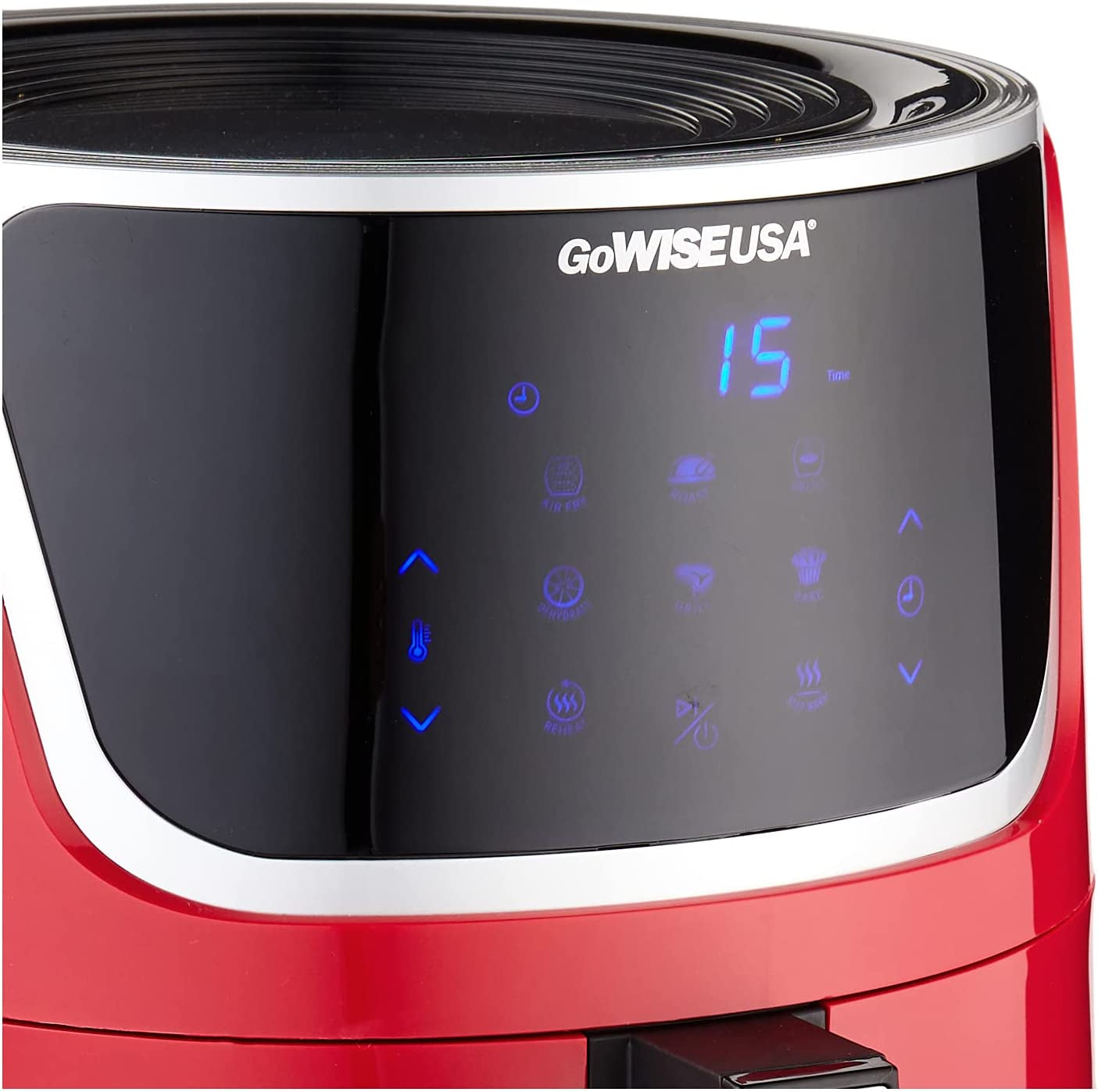 Gowise USA GW22957 7-Quart Electric Air Fryer with Dehydrator & 3 Stackable Racks, Digital Touchscreen with 8 Functions + Recipes, 7.0-Qt, Red/Silver
