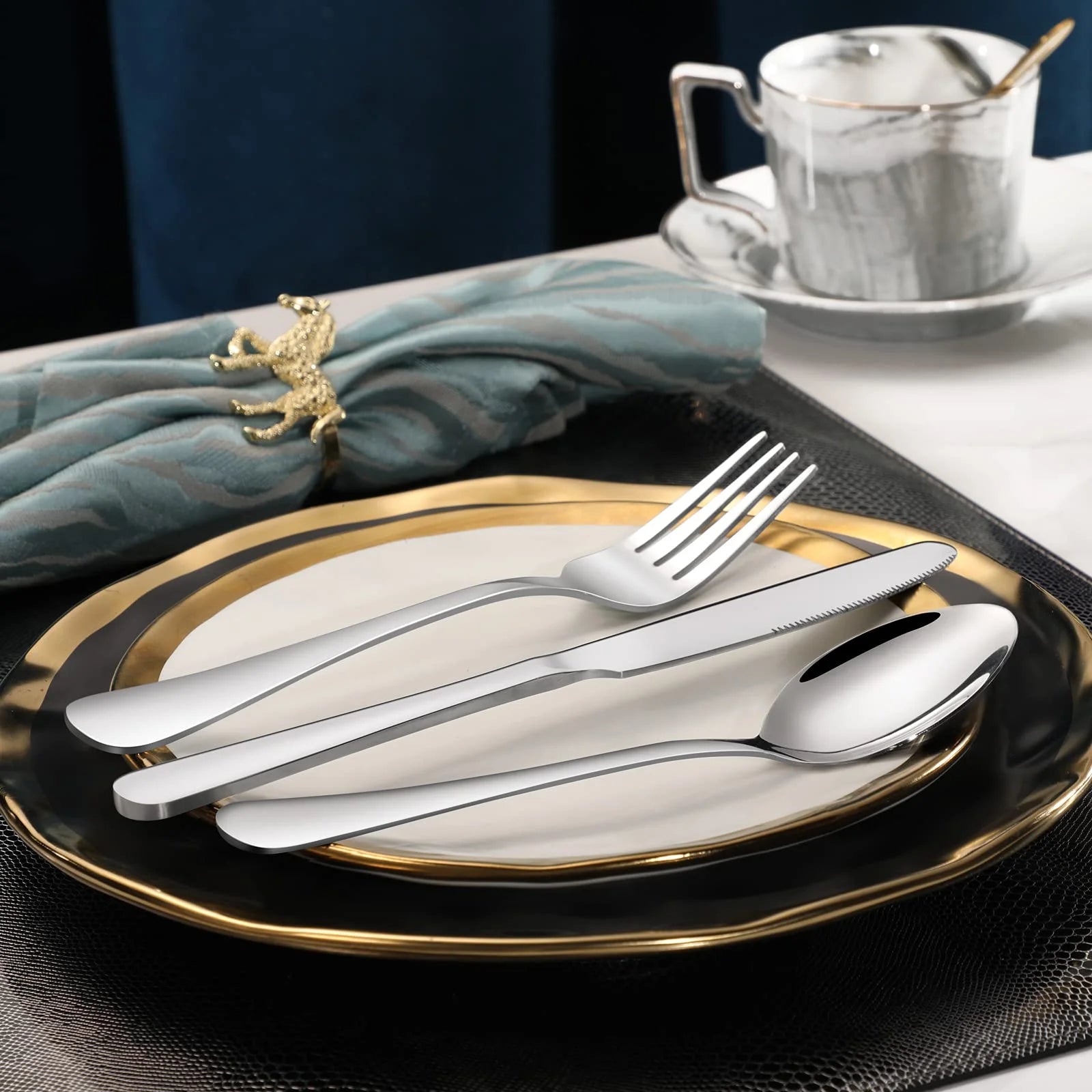 Ustris 24-Piece Forks and Spoons Silverware Set, Food Grade Stainless Steel Flatware Cutlery Set for Home, Kitchen and Restaurant, Mirror Polished, Dishwasher Safe