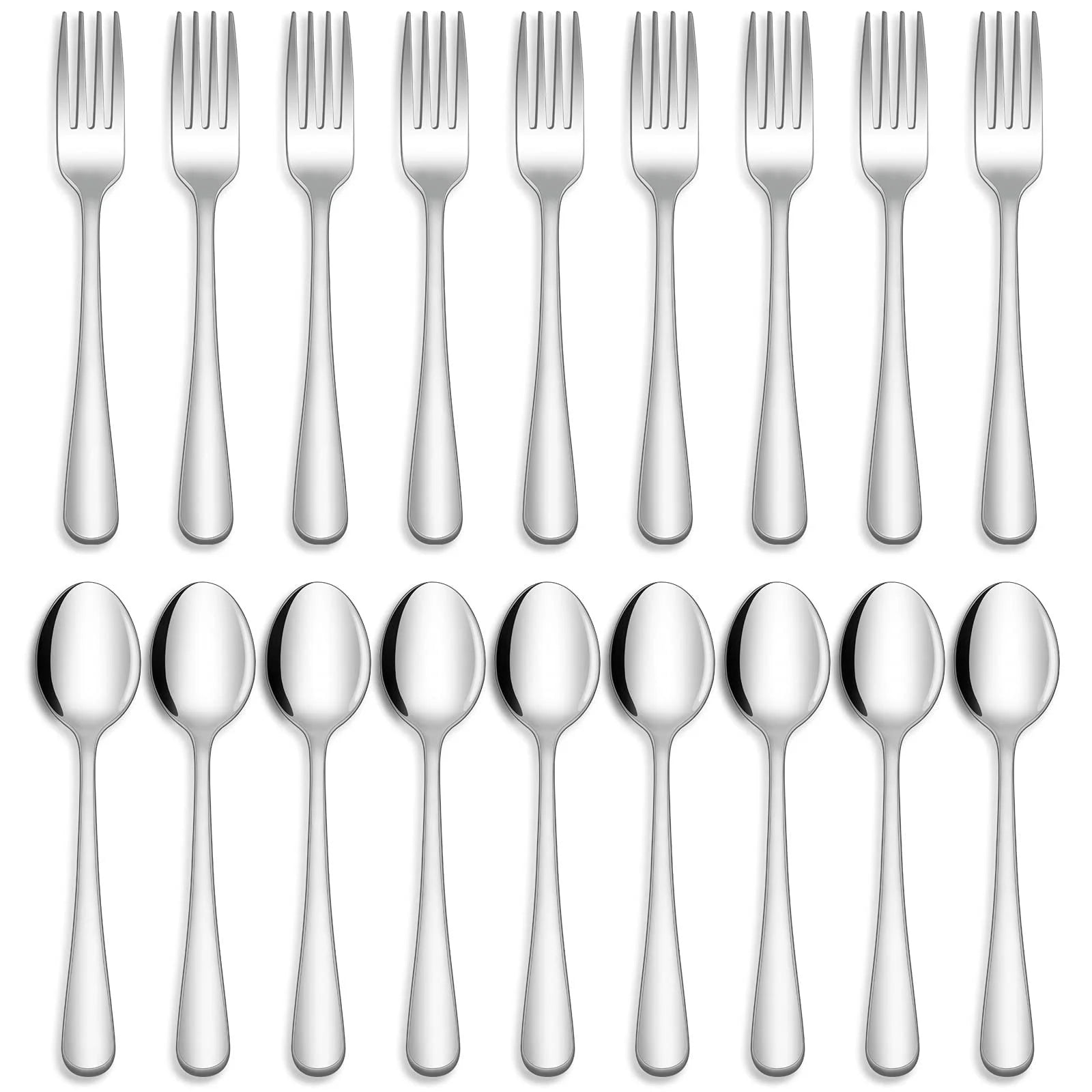 Ustris 24-Piece Forks and Spoons Silverware Set, Food Grade Stainless Steel Flatware Cutlery Set for Home, Kitchen and Restaurant, Mirror Polished, Dishwasher Safe