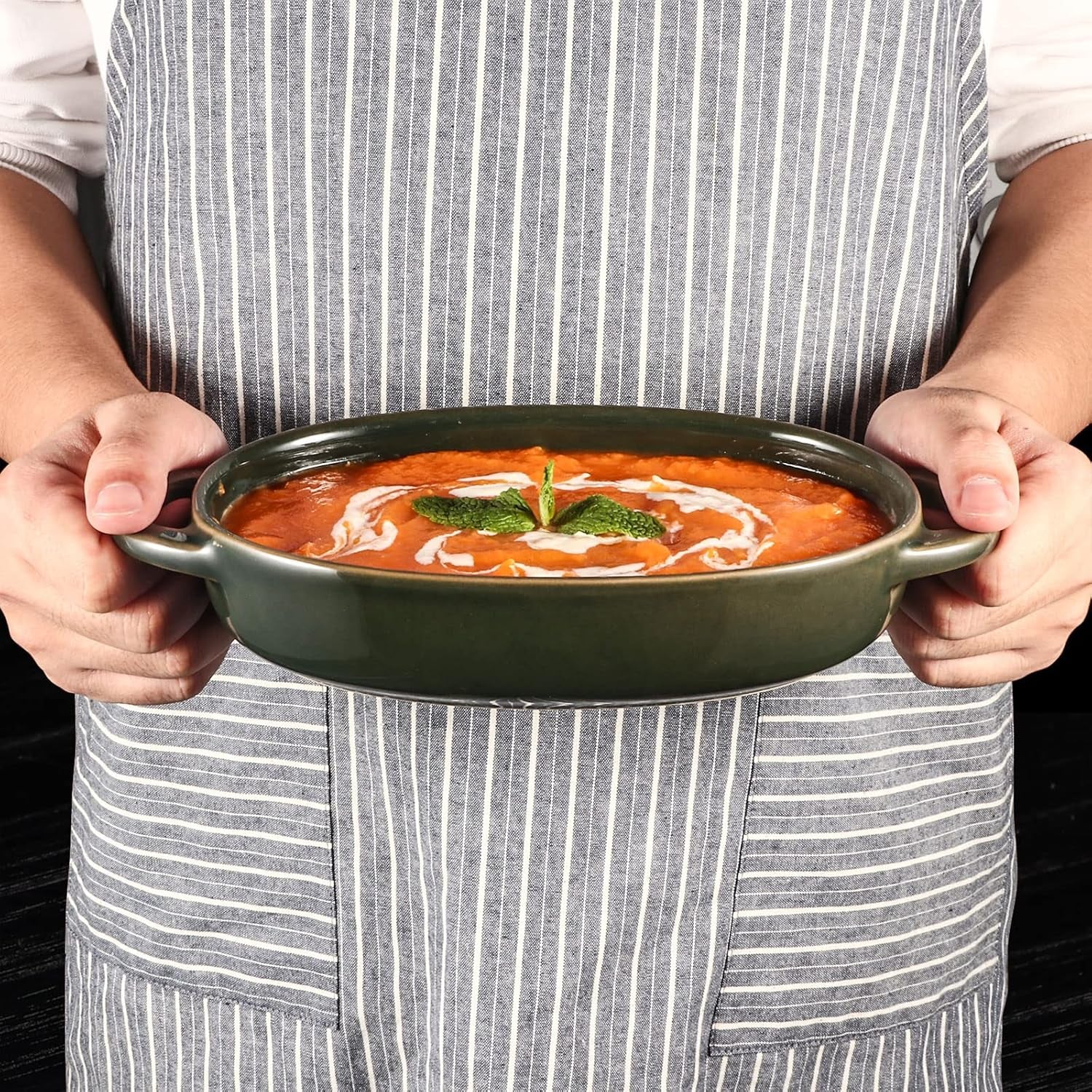 Artena 18Oz Solid Baking Dishes for Oven Set of 4, Artichoke Oval Casserole Baking Dish Set, Ultra-Fine Ceramic Bakeware, Small Lasagna Pan,Au Gratin Pans,Serving Dishes in 7.65X4.85X1.75 Inch