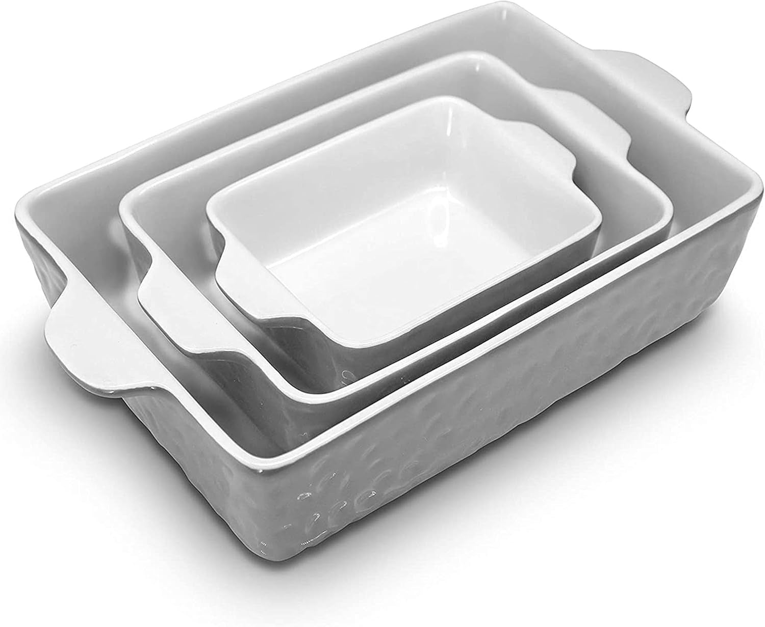 Nutrichef 3-Piece Nonstick Ceramic Bakeware Set - PFOA PFOS PTFE Free Baking Tray Set W/Odor-Free Ceramic Non-Stick Coating, 446°F Oven Safe Microwave/Dishwasher Safe Rectangular Baking Pan NCCREX3