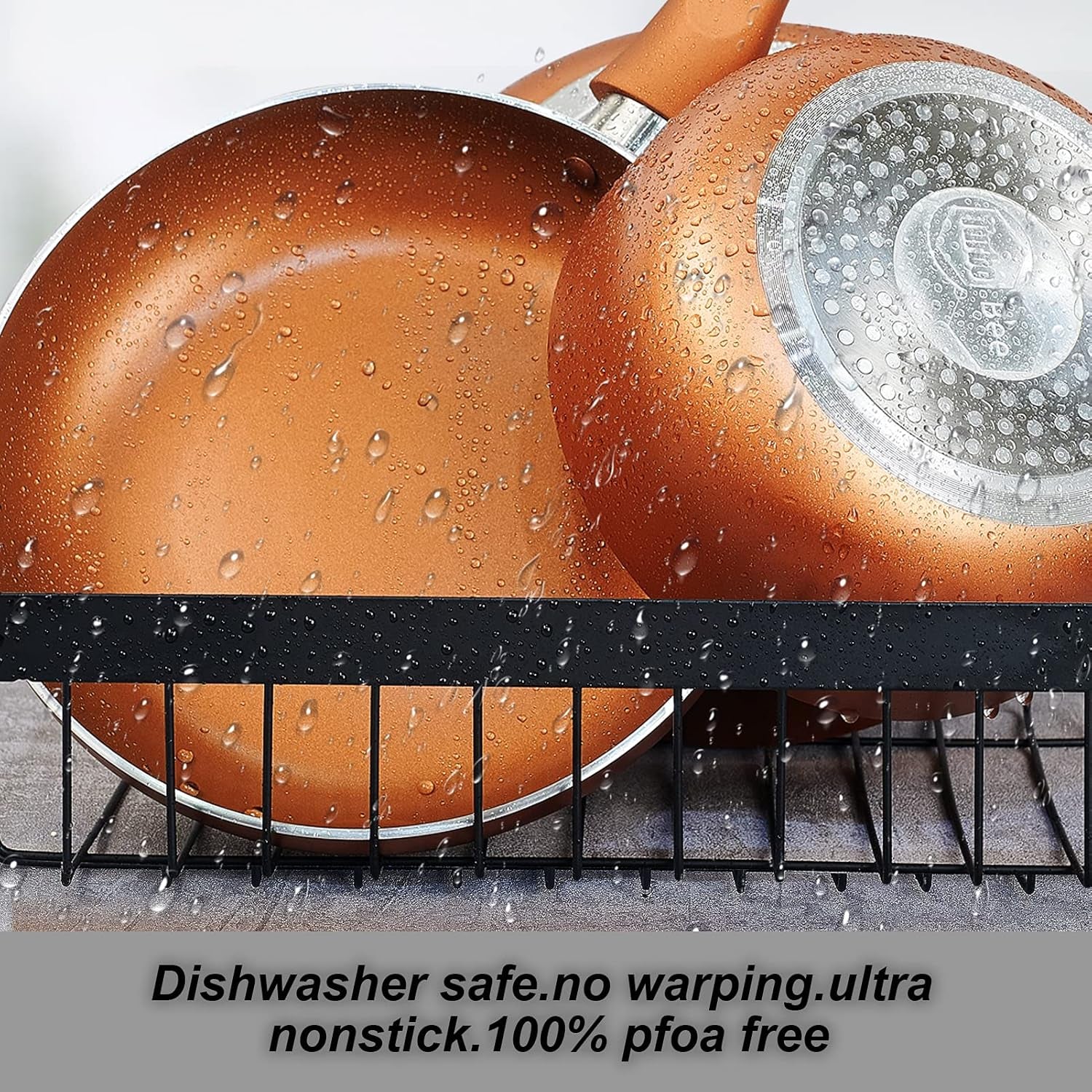 11Pcs Cookware Set Ceramic Nonstick Soup Pot/Milk Pot/Frying Pans Set -Copper