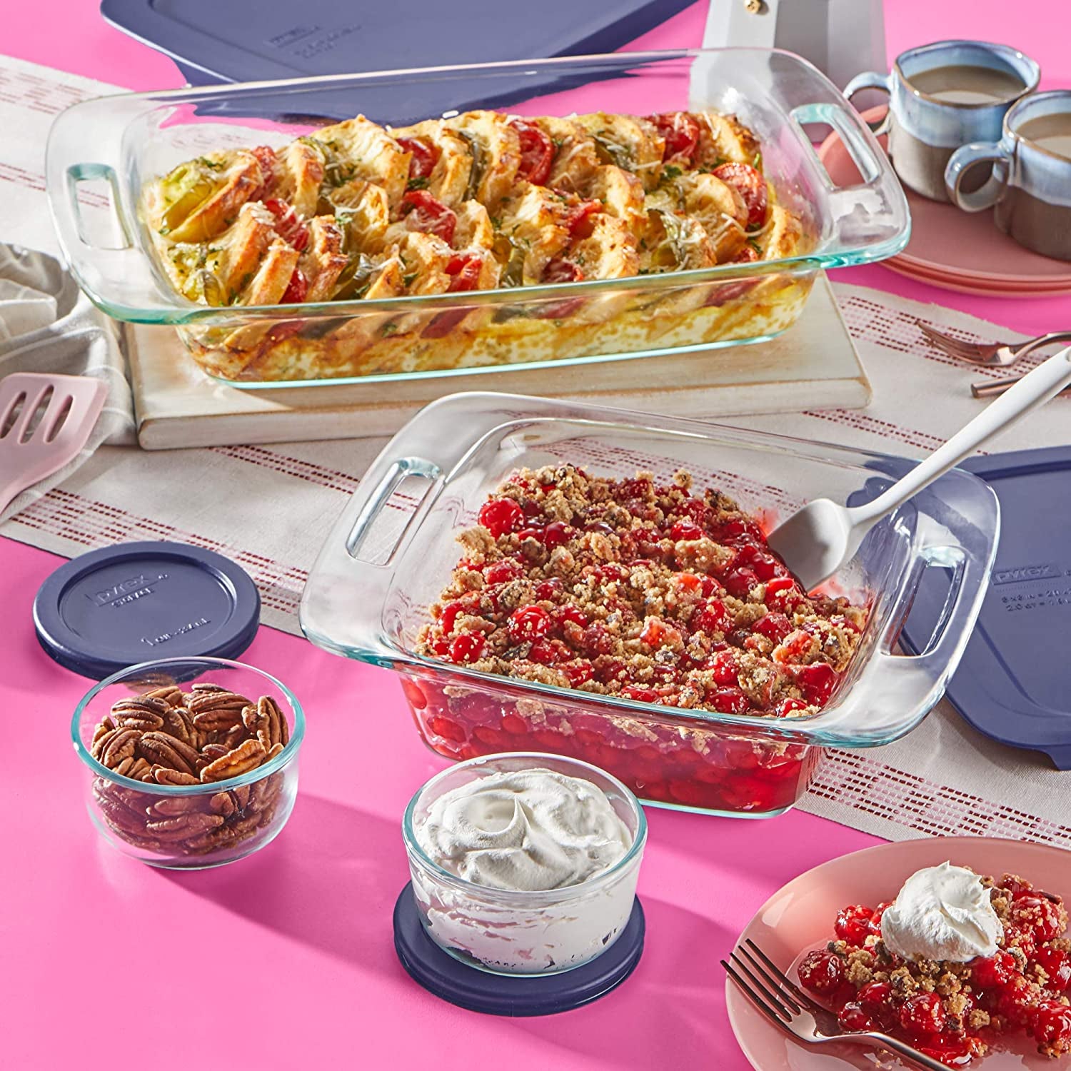 Pyrex Easy Grab 8-Piece Glass Bakeware and Food Storage Set