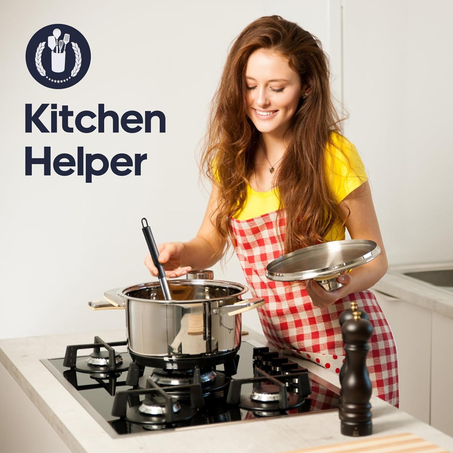 Silicone Kitchen Utensils Set - Culinary Couture 6-Pieces Black Silicone Cooking Utensils Set for Nonstick Cookware - Stainless Steel Handle