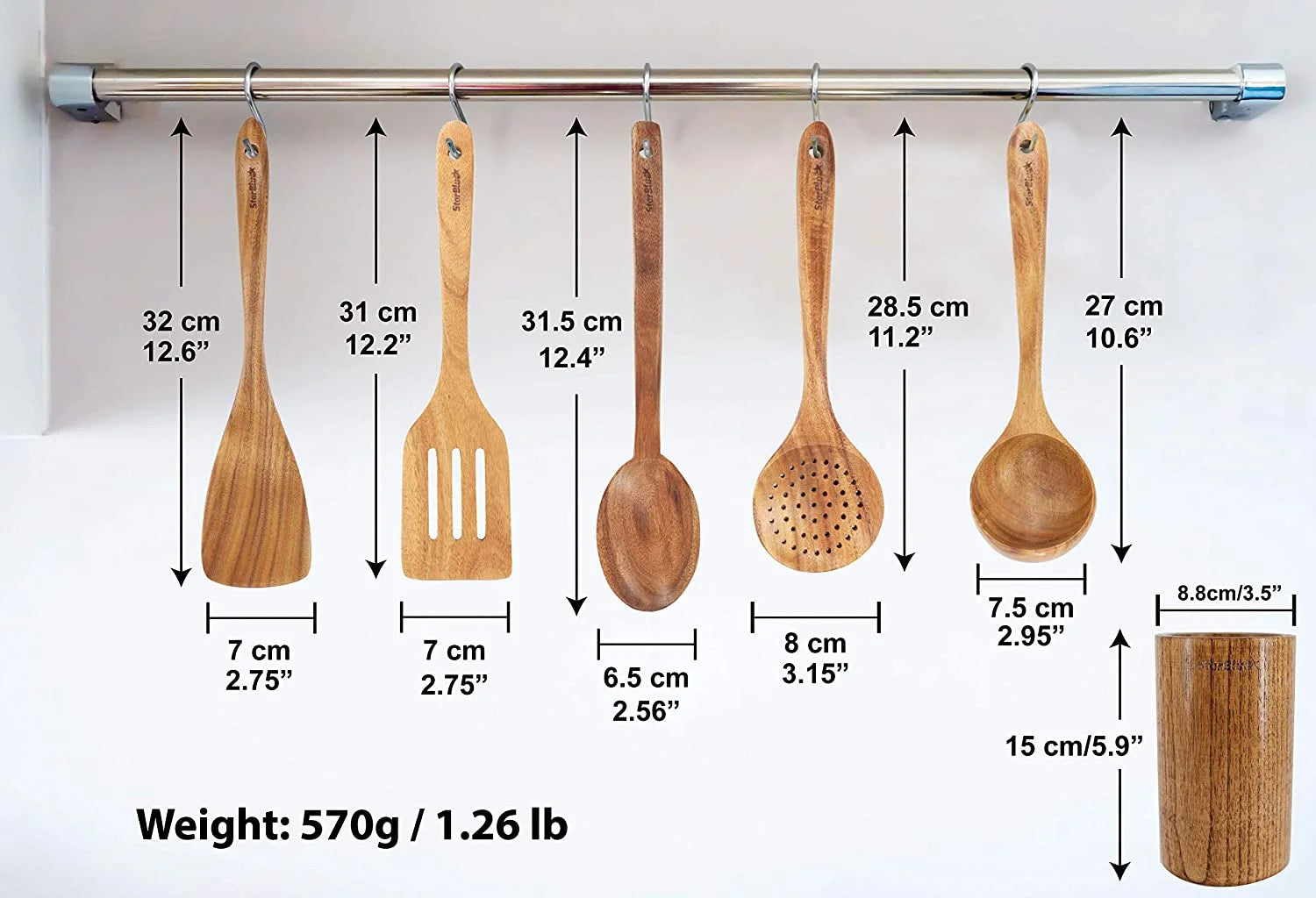 Wooden Utensils Set 6 Pcs by Starblue Made by Acacia Wood