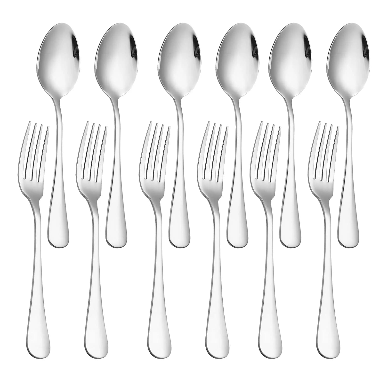 Ustris 24-Piece Forks and Spoons Silverware Set, Food Grade Stainless Steel Flatware Cutlery Set for Home, Kitchen and Restaurant, Mirror Polished, Dishwasher Safe