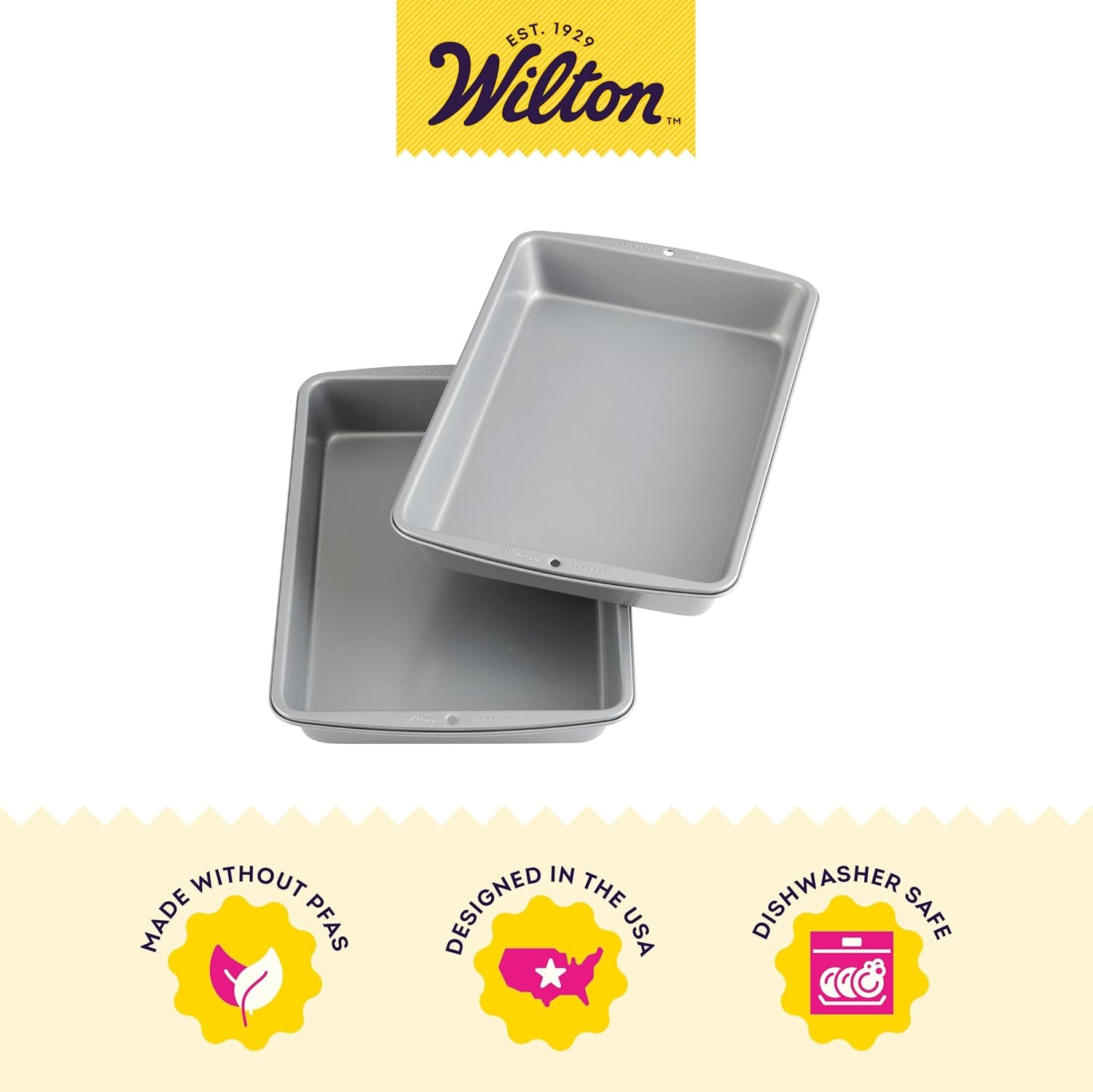 Wilton Recipe Right Non-Stick 9 X 13-Inch Oblong Cake Pans, Set of 2 Cake Pans, Steel