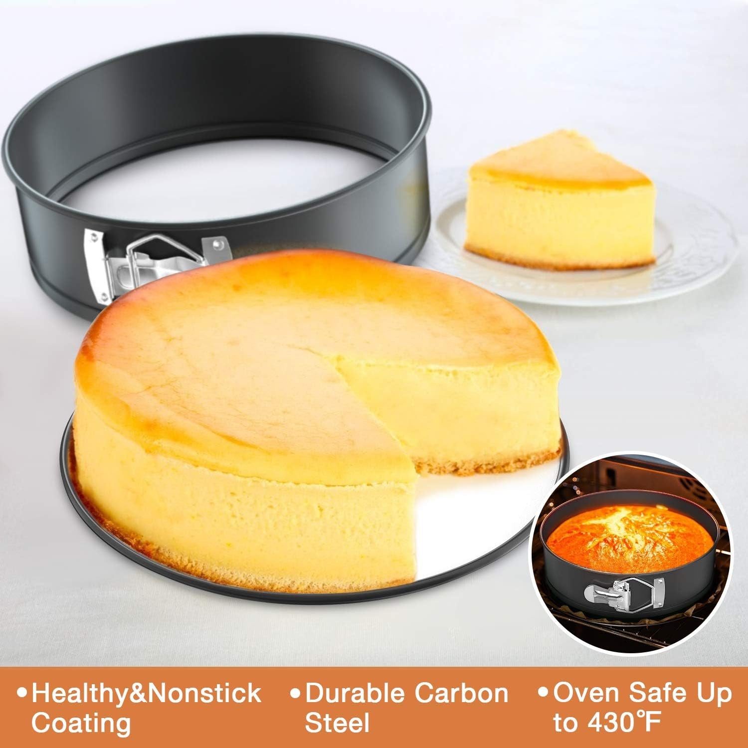 GEEKHOM Springform Pan with Removable Bottom, Nonstick & Leakproof Cheesecake Pan for Pie, Cake Molds for Baking Pizzas, Includes 50 PCS Paper Liners (7 Inch)