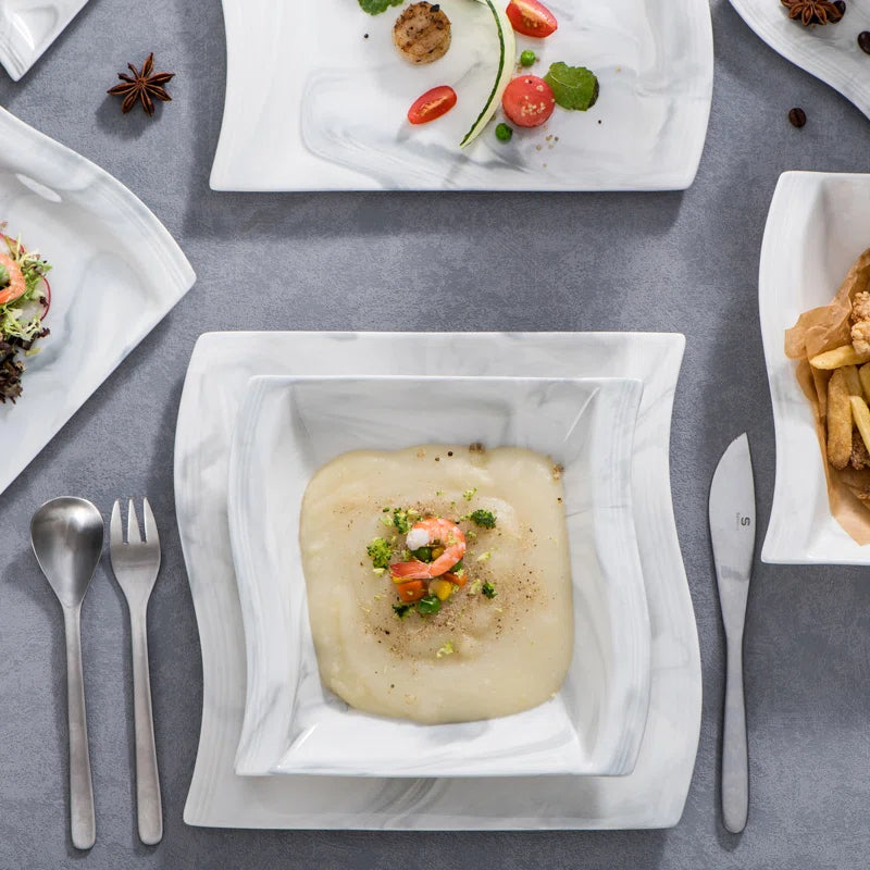 60 Piece Porcelain China Dinnerware Set - Service for 12