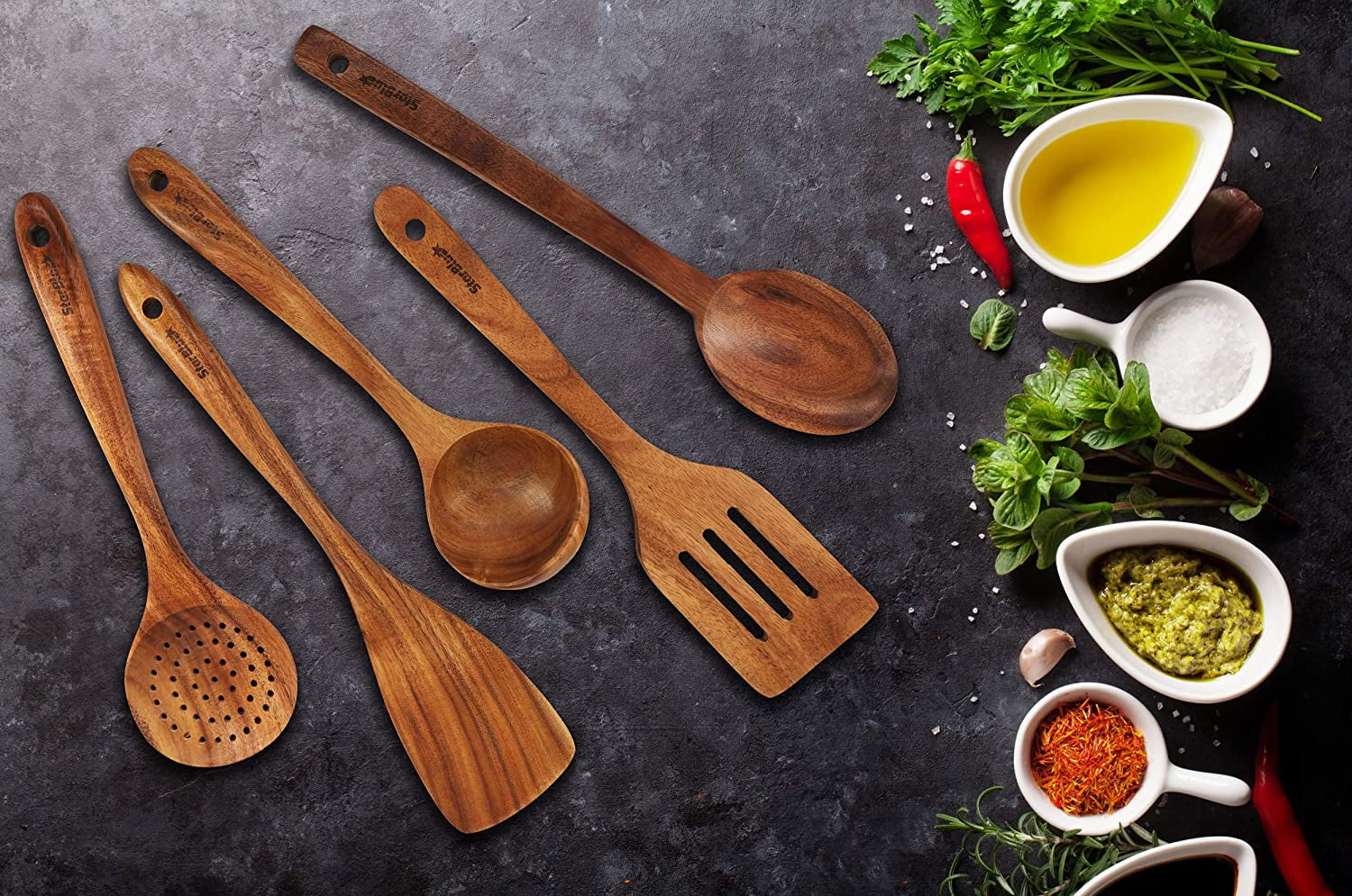 Wooden Utensils Set 6 Pcs by Starblue Made by Acacia Wood