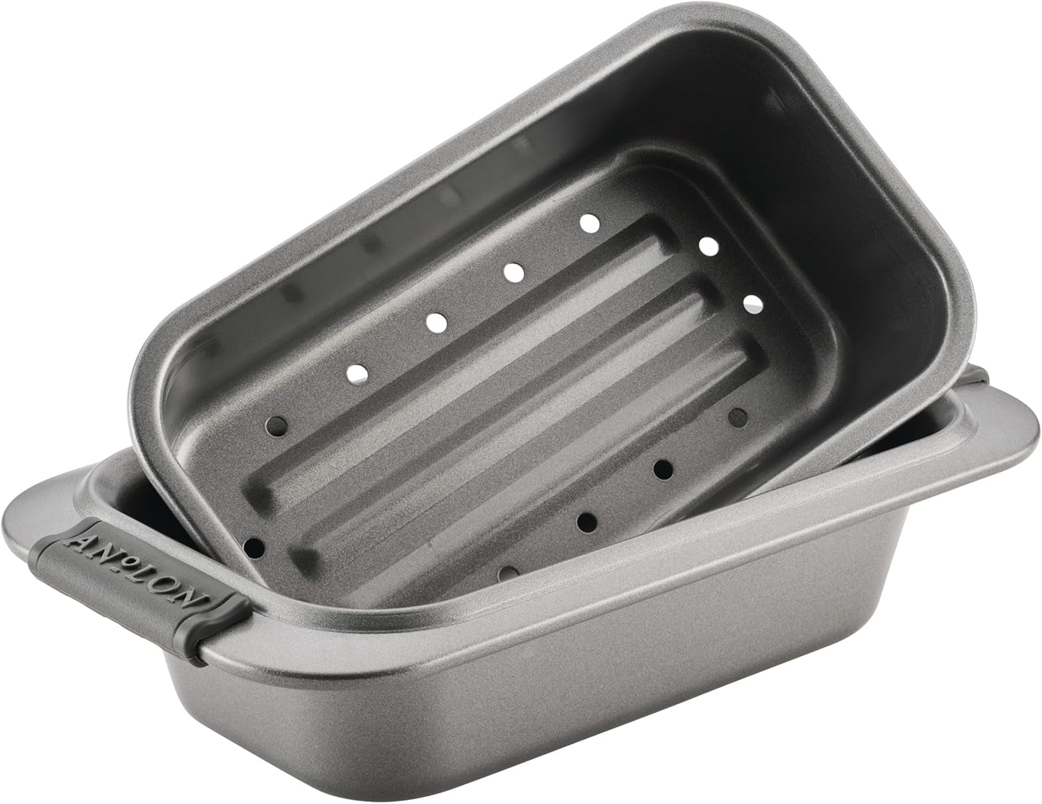 Anolon Advanced Nonstick Bakeware 2-Piece Loaf Pan Set, Gray with Silicone Grips - 54715