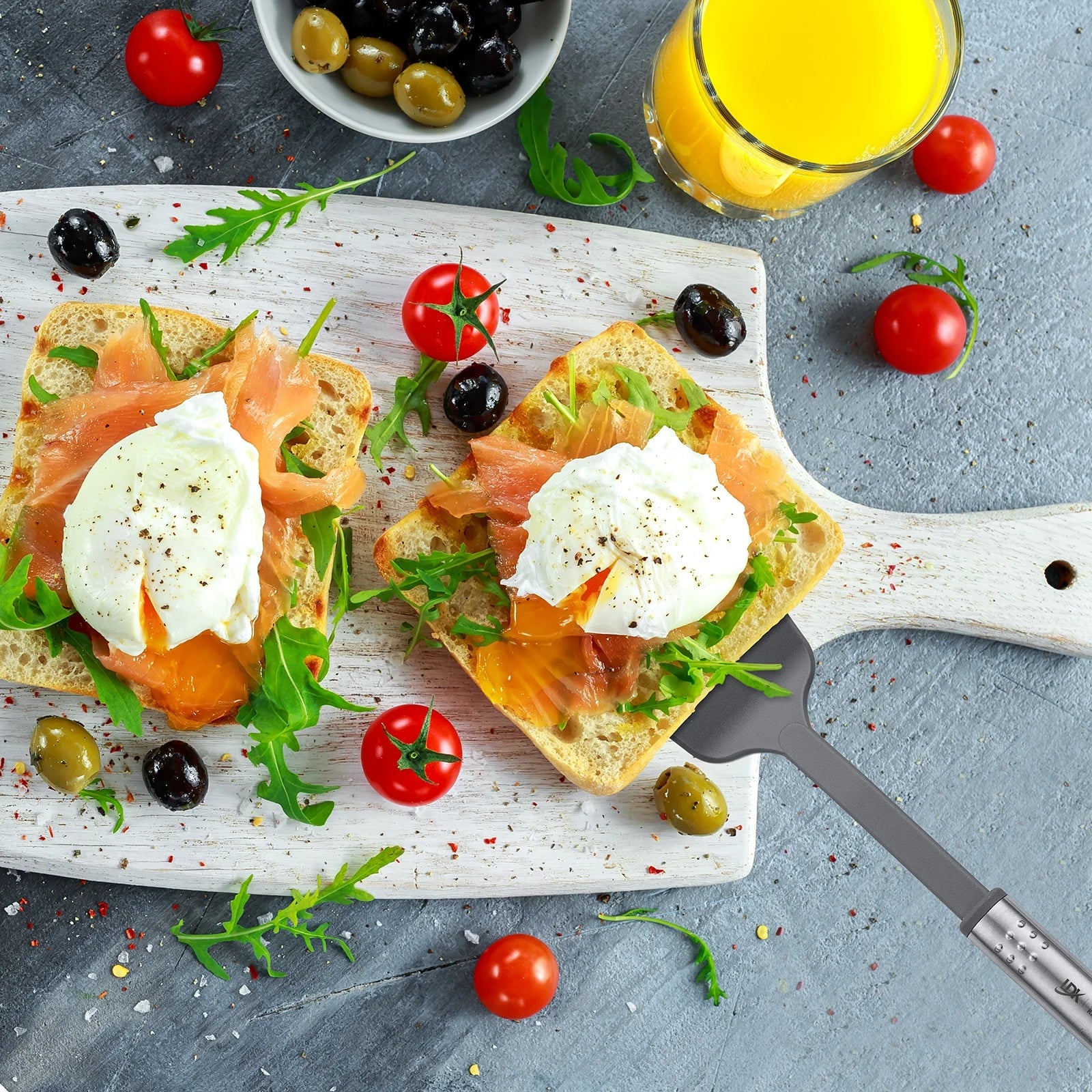 Lux Decor Collection 23 Pieces Cooking Utensils Set, Kitchen Utensils Sets of Nylon and Stainless Steel Utensils Set Pack of 1, Gray Utensils Set