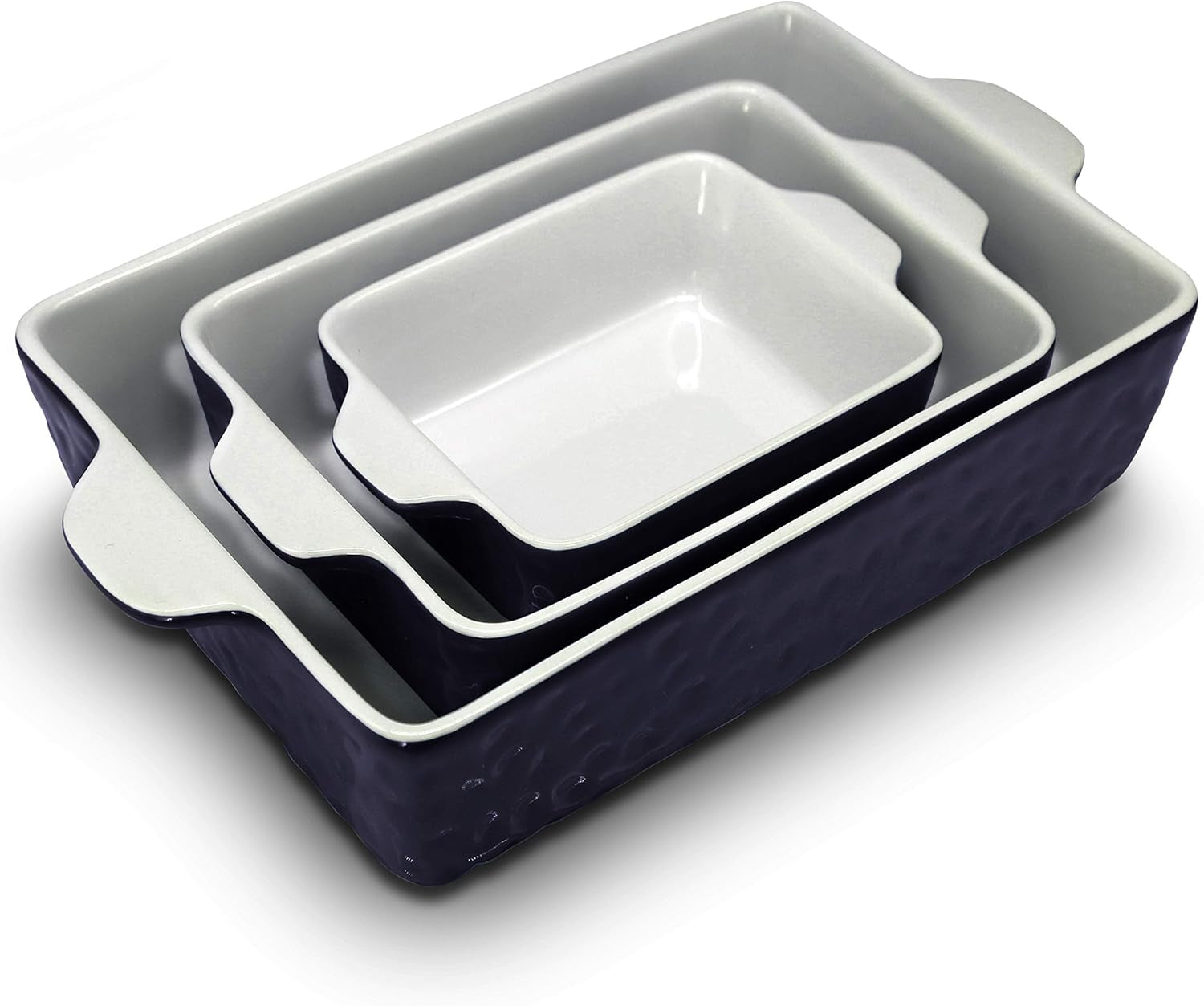 Nutrichef 3-Piece Nonstick Ceramic Bakeware Set - PFOA PFOS PTFE Free Baking Tray Set W/Odor-Free Ceramic Non-Stick Coating, 446°F Oven Safe Microwave/Dishwasher Safe Rectangular Baking Pan NCCREX3