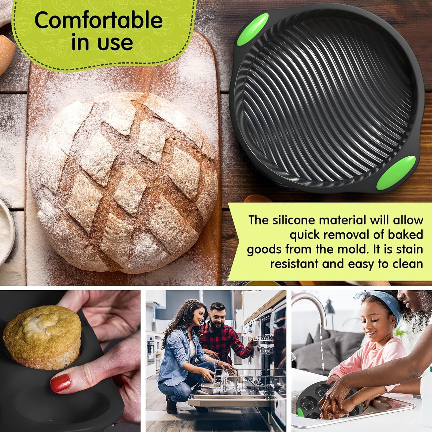 Silicone Bakeware Set Cooking Cake Pans Pizza Mold Nonstick Baking Cake Pans Set