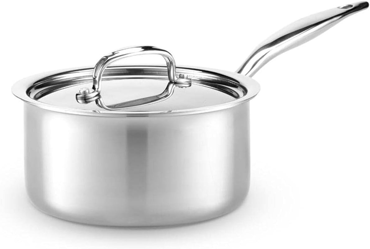 Heritage Steel 2 Quart Saucepan - Titanium Strengthened 316Ti Stainless Steel with 5-Ply Construction - Induction-Ready and Fully Clad, Made in USA