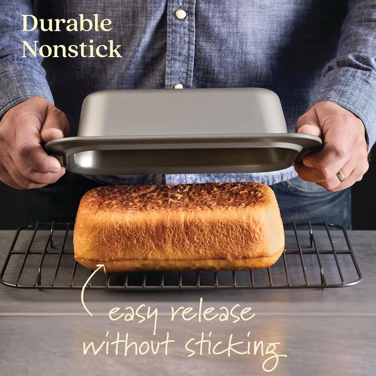 Anolon Advanced Nonstick Bakeware 2-Piece Loaf Pan Set, Gray with Silicone Grips - 54715