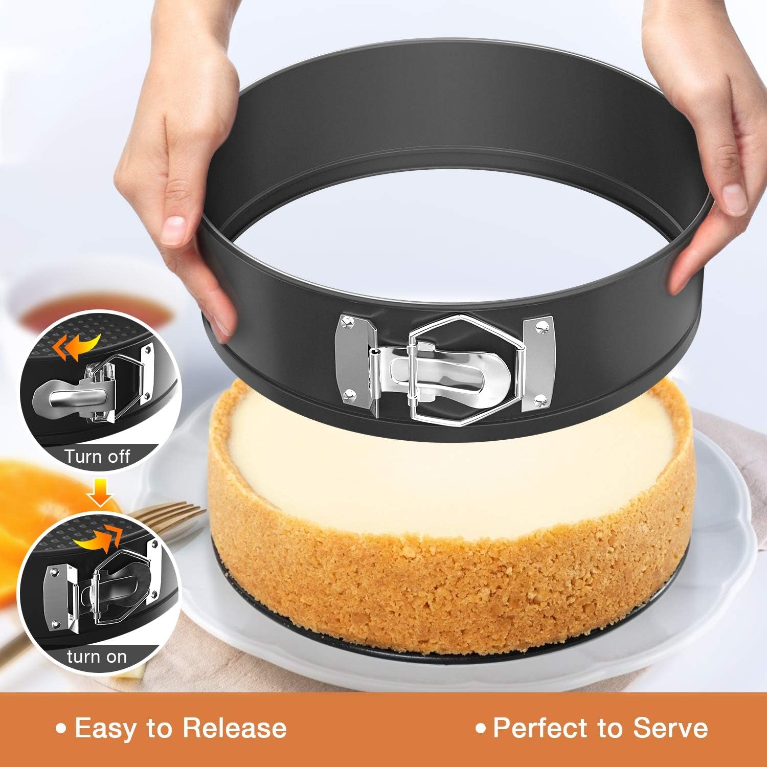 GEEKHOM Springform Pan with Removable Bottom, Nonstick & Leakproof Cheesecake Pan for Pie, Cake Molds for Baking Pizzas, Includes 50 PCS Paper Liners (7 Inch)