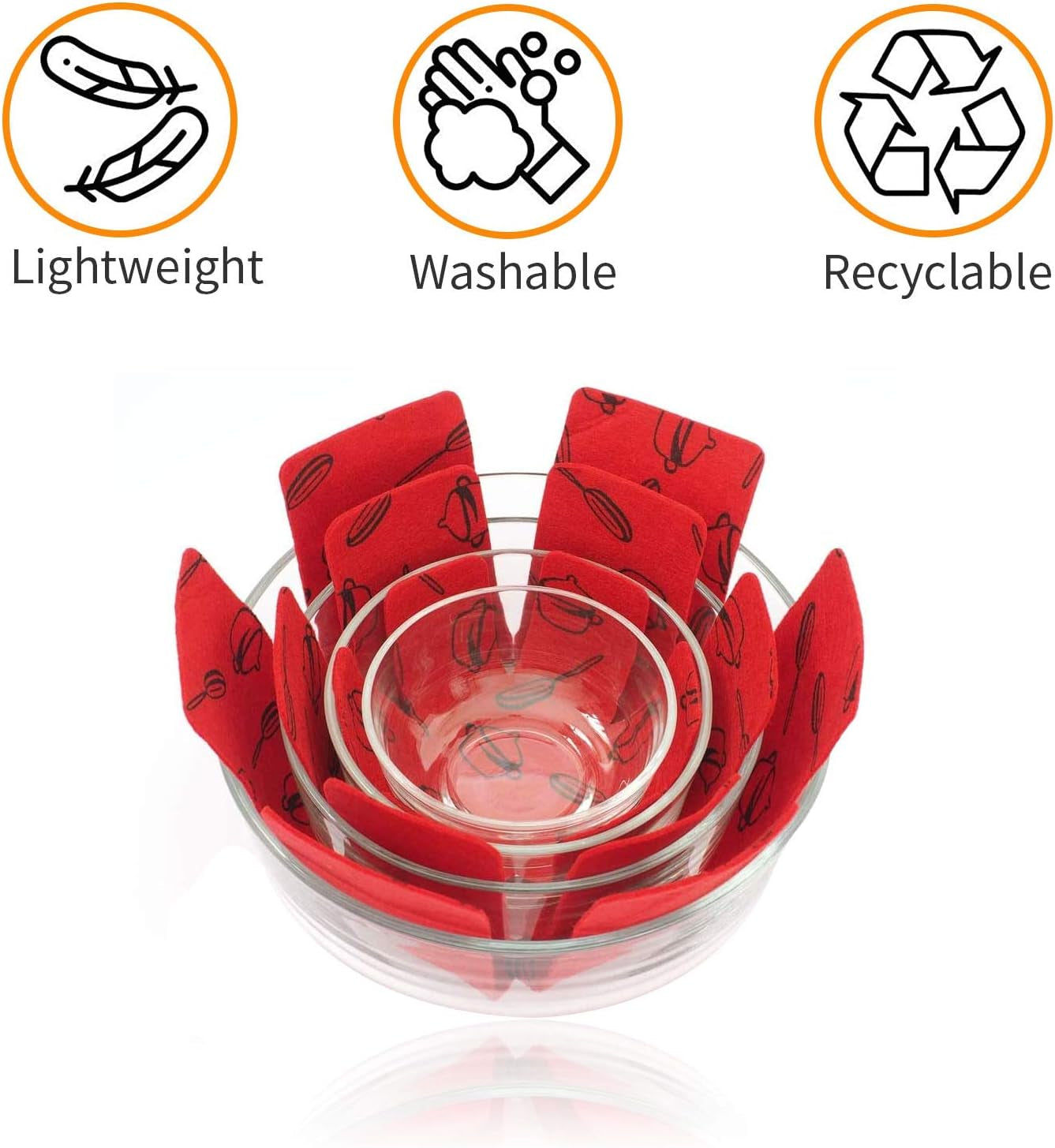 12 PCS Pot and Pan Protectors, 3 Different Size Pot Dividers Separators Protectors Pads for Protect Pots and Pans from Damage(Red)