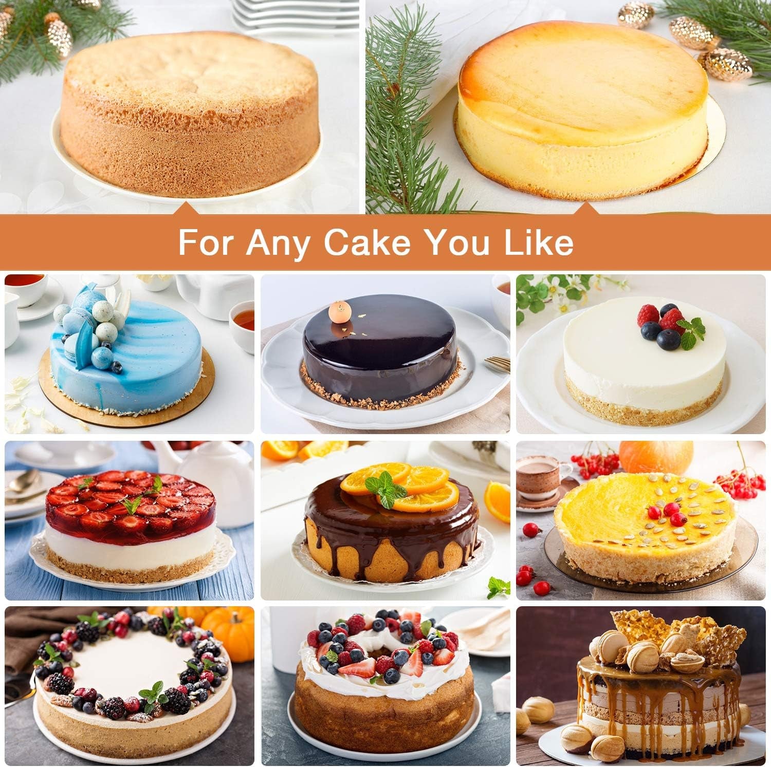 GEEKHOM Springform Pan with Removable Bottom, Nonstick & Leakproof Cheesecake Pan for Pie, Cake Molds for Baking Pizzas, Includes 50 PCS Paper Liners (7 Inch)