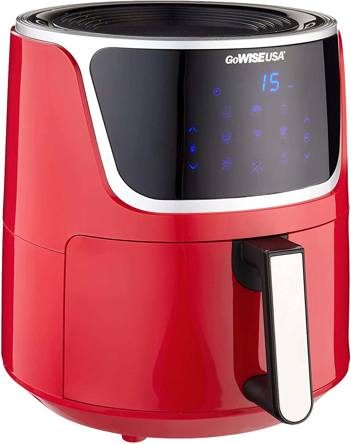 Gowise USA GW22957 7-Quart Electric Air Fryer with Dehydrator & 3 Stackable Racks, Digital Touchscreen with 8 Functions + Recipes, 7.0-Qt, Red/Silver