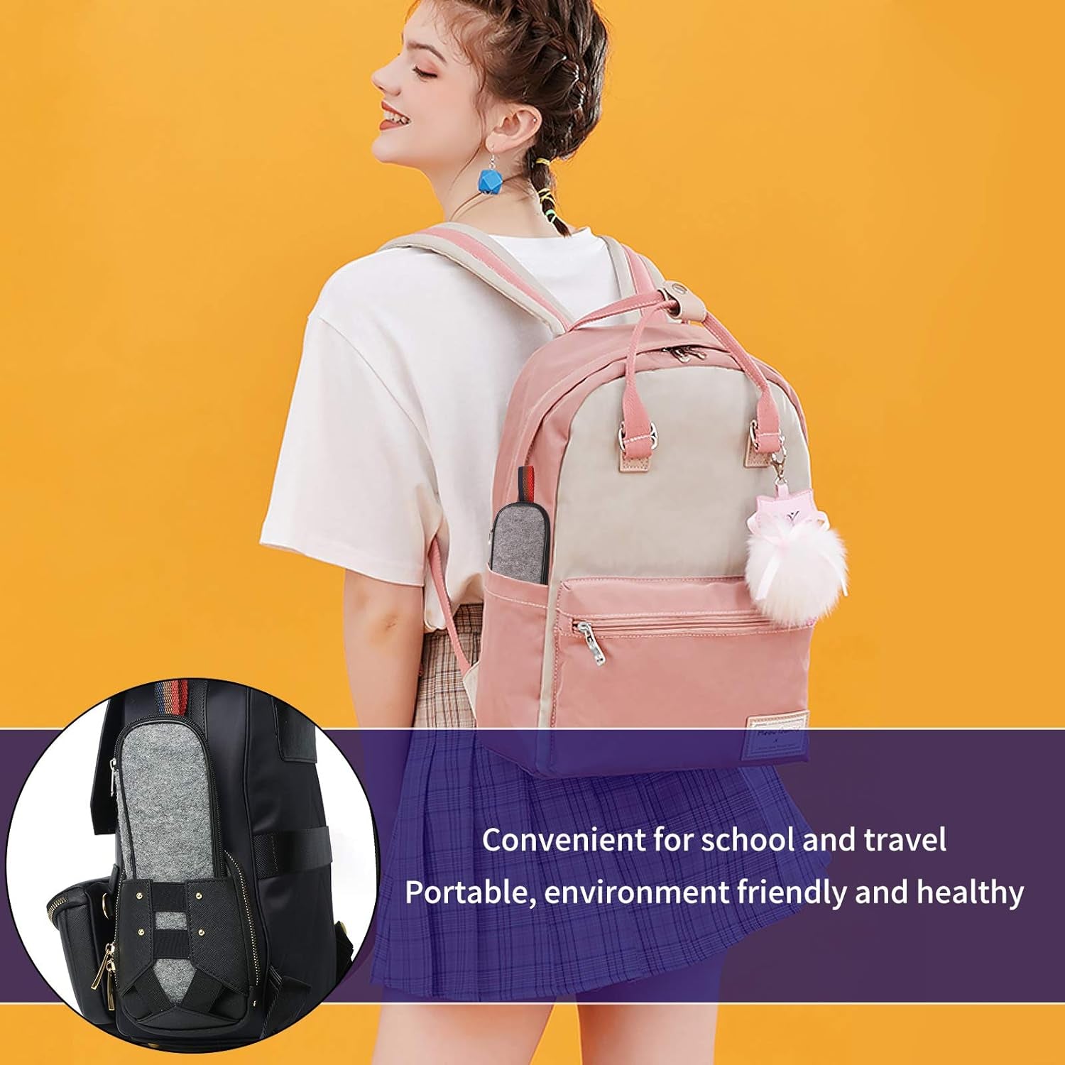 ZEF Flatware Set Stainless Steel, Travel Camping Cutlery Set, Portable Utensil Travel Silverware Dinnerware Set with a Waterproof Case （8Pcs） (Rainbow)