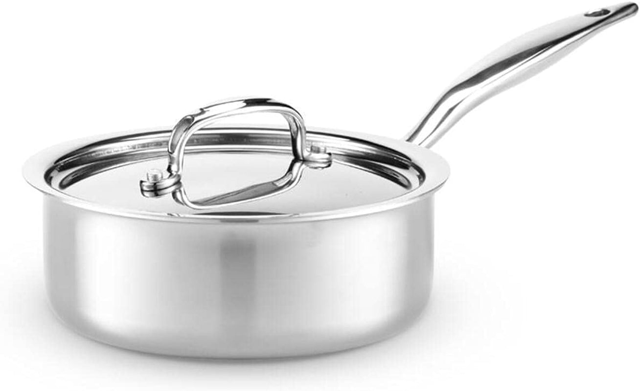 Heritage Steel 2 Quart Saucepan - Titanium Strengthened 316Ti Stainless Steel with 5-Ply Construction - Induction-Ready and Fully Clad, Made in USA