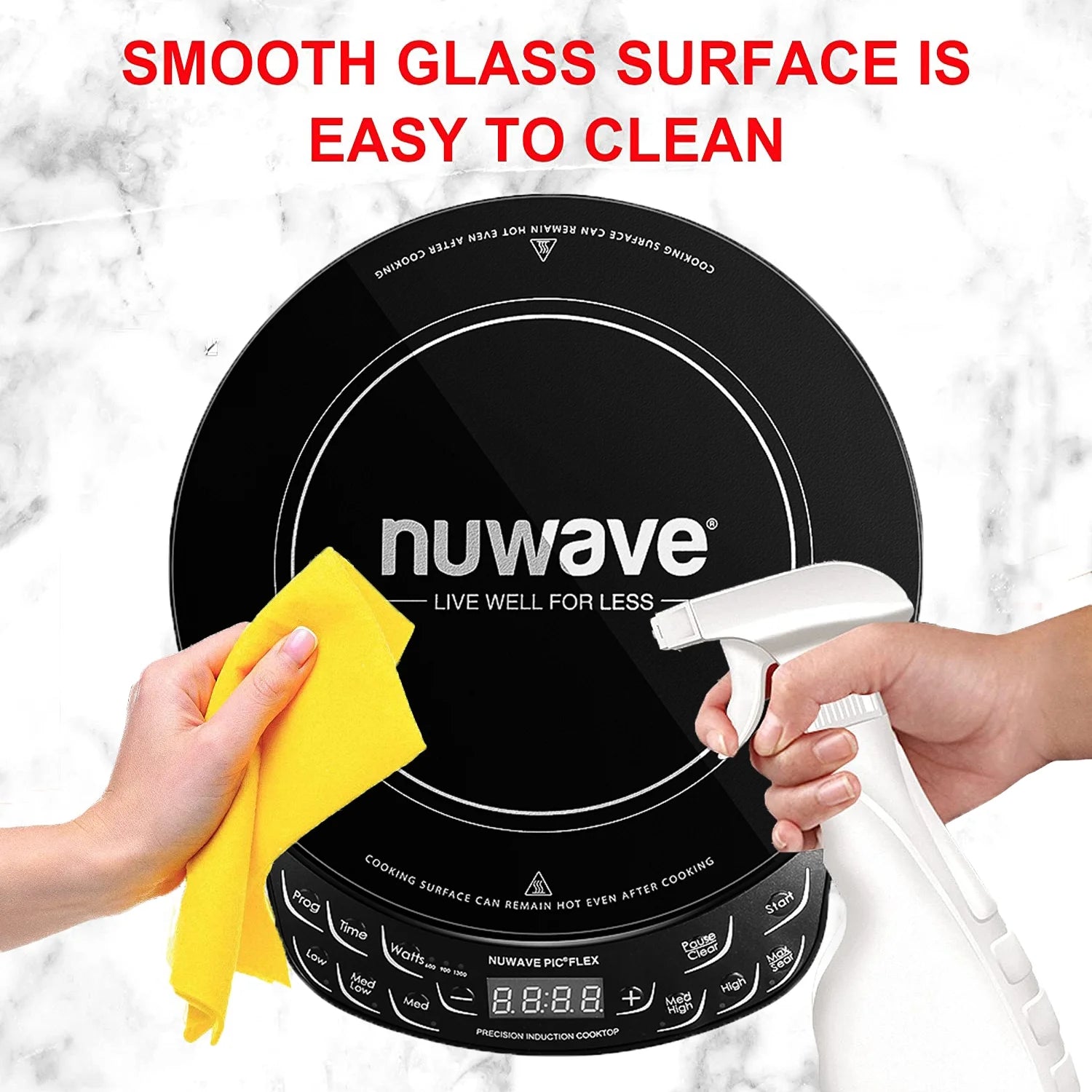 Nuwave Portable Induction Cooktop Flex, 10.25-Inch Shatter-Proof Ceramic Glass and Large 6.5-Inch Heating Coil, 3 Wattage Settings 600, 900 & 1300 Watts, Hot