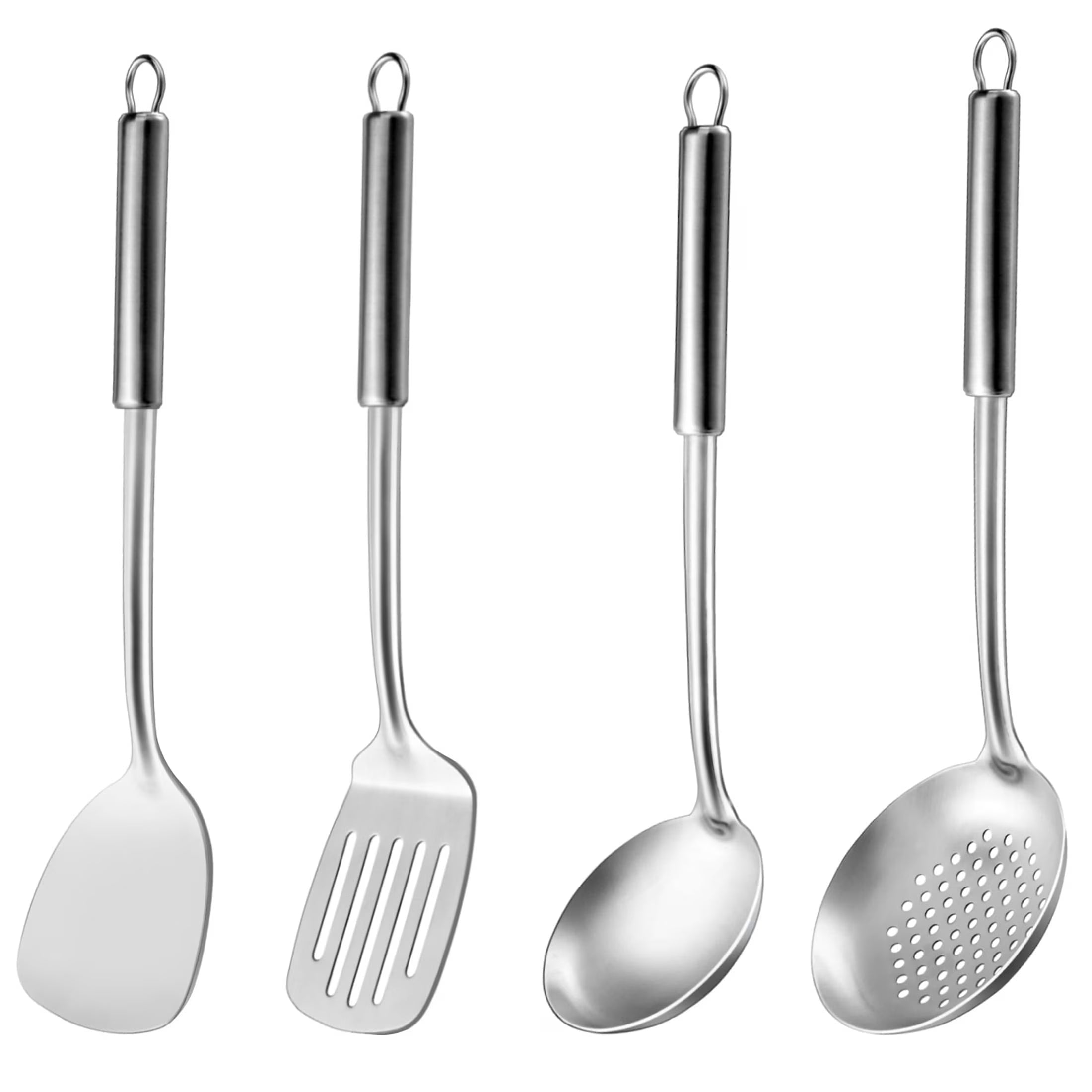 Mirdinner 3 Pcs Cooking Utensils Set, 304 Stainless Steel Kitchen Utensils, Serving Utensils Set Includes Serving Spoon, Slotted Spoon and Soup Ladle, Serving Spoons for Party, Dishwasher Safe