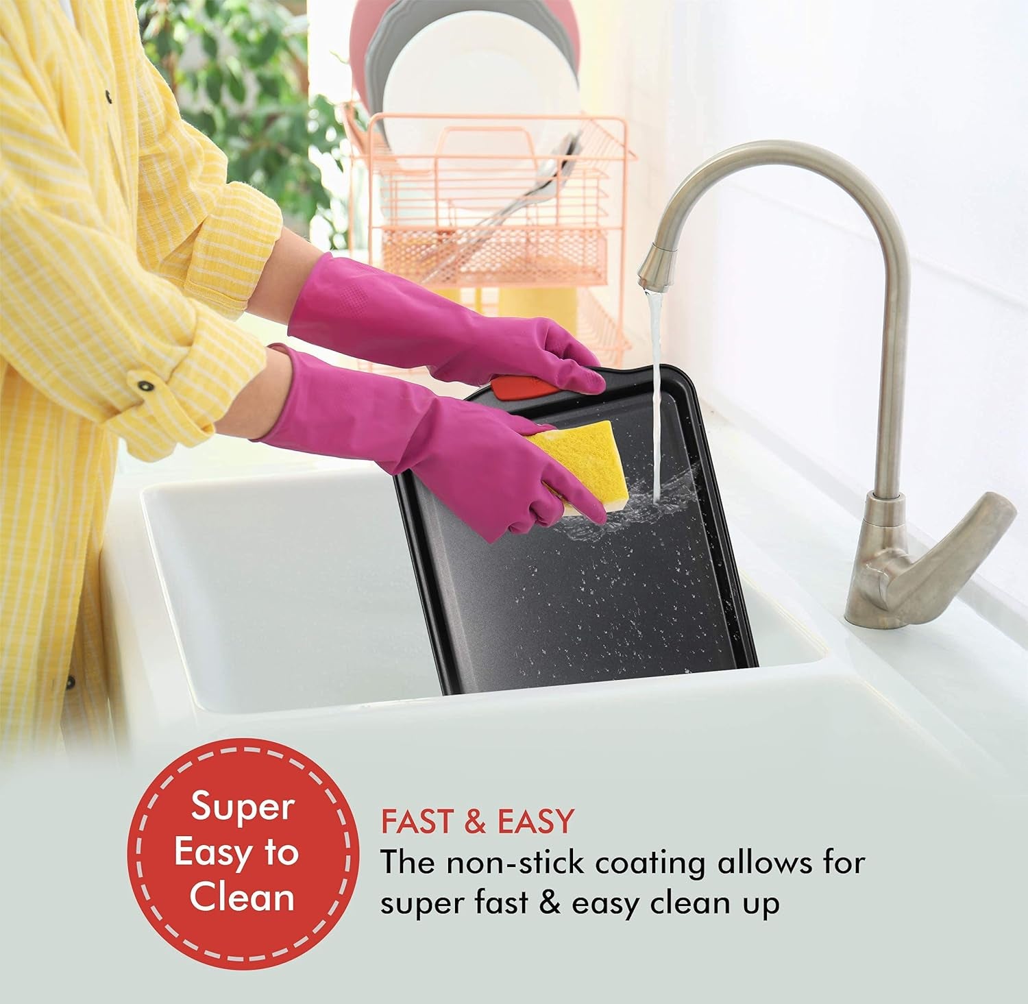 PERLLI Nonstick Bakeware Sets, 11 Piece Steel Baking Pan Tray Set with Silicone Handles Kitchen Oven Safe, Cookie Sheet, Muffin Pan, Cake Pan, Bread Loaf Pan, Brownie Pan W/Microfiber Cleaning Cloth