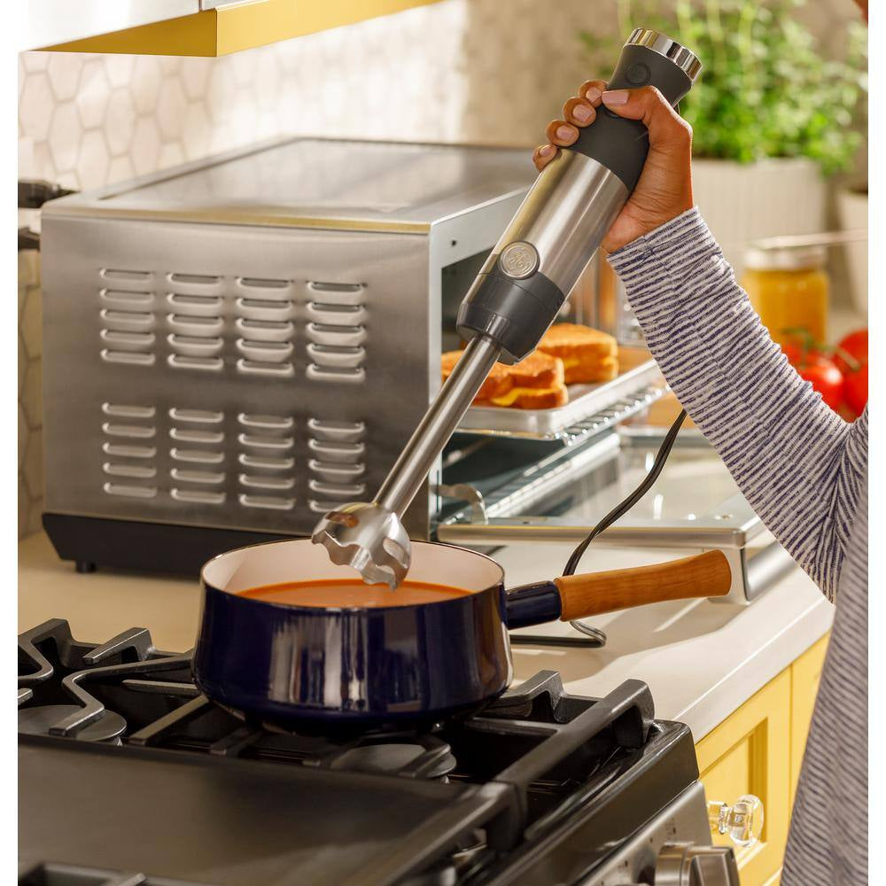 2-Speed Stainless Steel Immersion Hand Blender with Whisk, Blending, and Chopping Jar Attachments