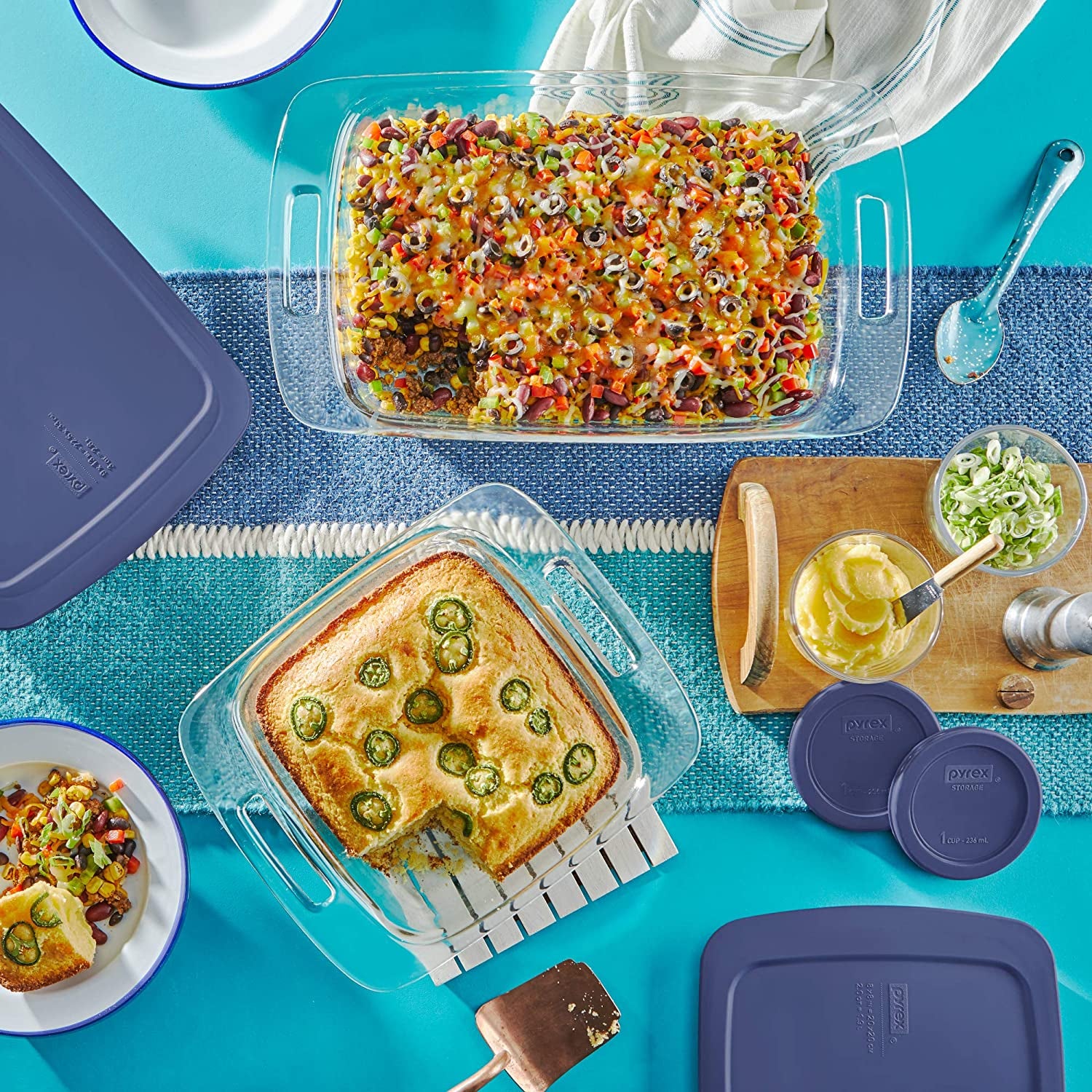 Pyrex Easy Grab 8-Piece Glass Bakeware and Food Storage Set