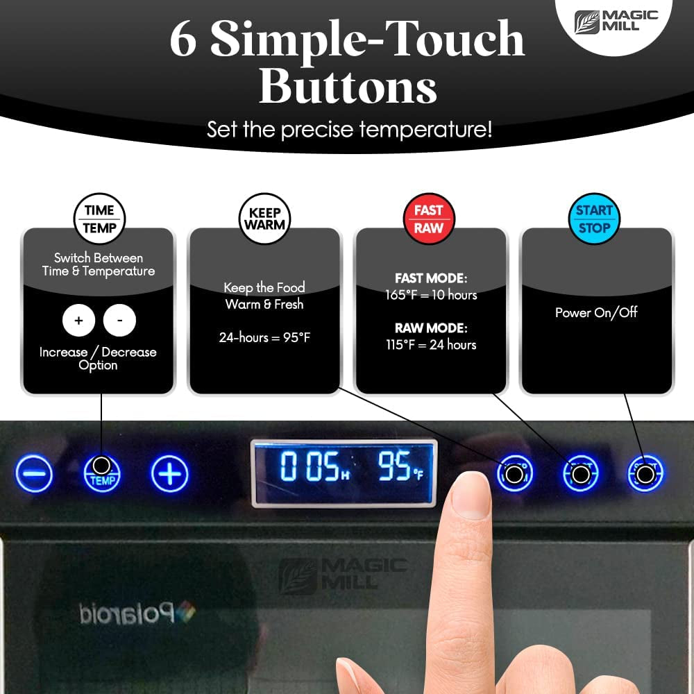 Magic Mill Pro Food Dehydrator Machine | 7 XL Stainless Steel Trays | Dryer for Jerky, Dog Treats, Herb, Meat, Beef, Fruit | Keep Warm Function, Digital Timer and Temperature Control, ETL Approved