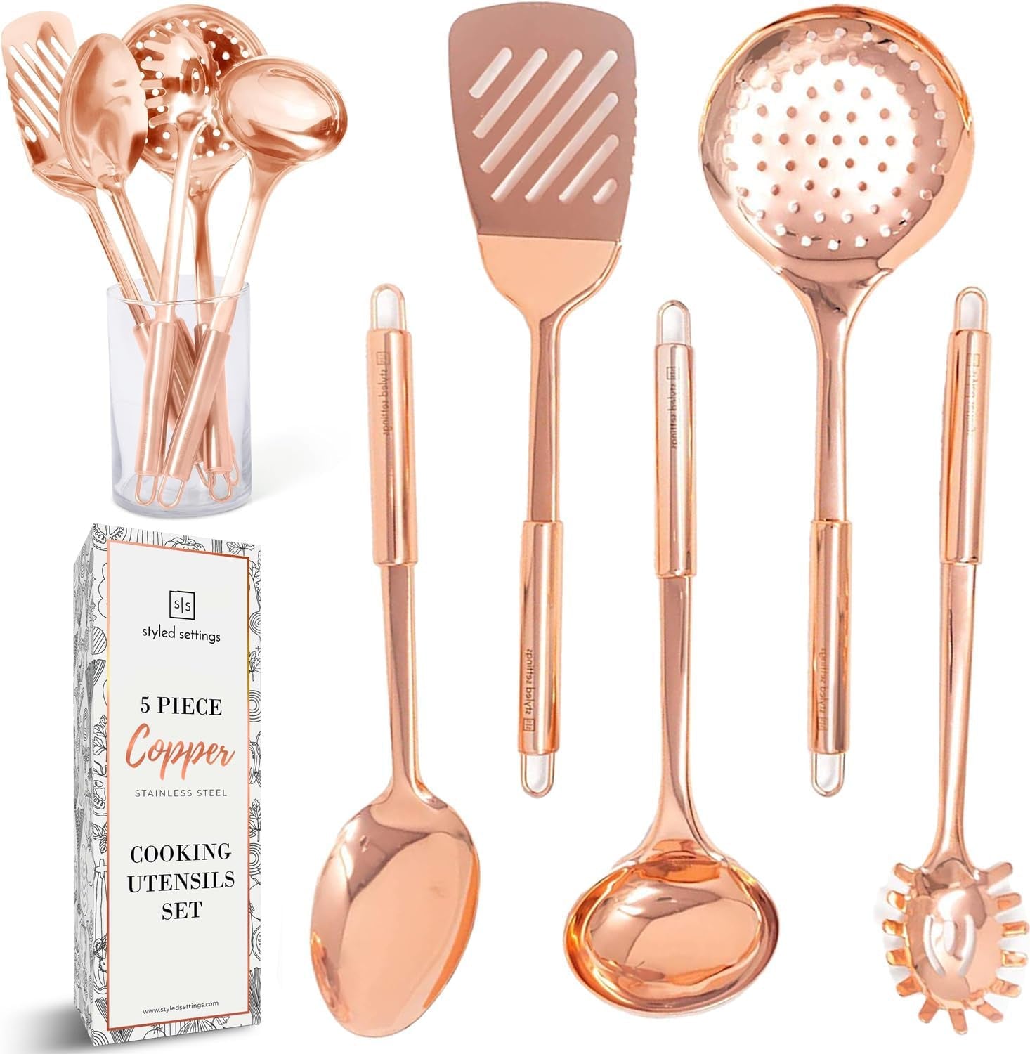 Gold Cooking Utensils with Measuring Cups and Spoons Set - 13-Piece Luxury Gold Kitchen Accessories Includes Metal Measuring Cups and Spoons for Baking, Cooking, and Elegant Kitchen Decor
