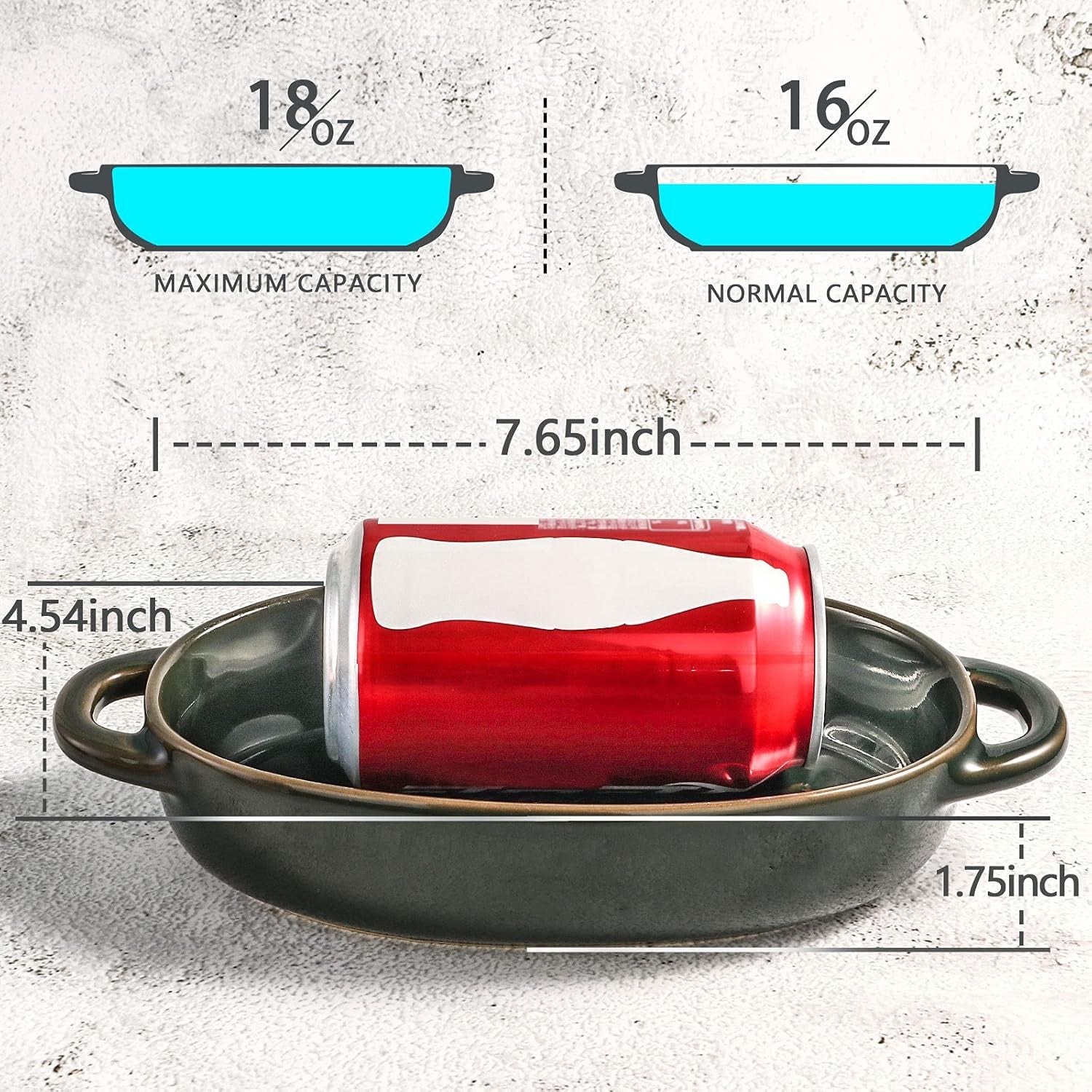 Artena 18Oz Solid Baking Dishes for Oven Set of 4, Artichoke Oval Casserole Baking Dish Set, Ultra-Fine Ceramic Bakeware, Small Lasagna Pan,Au Gratin Pans,Serving Dishes in 7.65X4.85X1.75 Inch