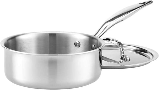 Heritage Steel 2 Quart Saucepan - Titanium Strengthened 316Ti Stainless Steel with 5-Ply Construction - Induction-Ready and Fully Clad, Made in USA