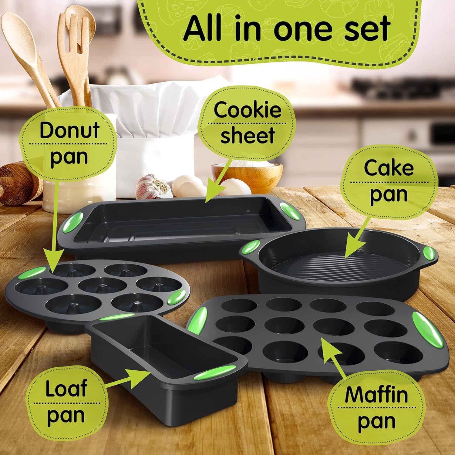Silicone Bakeware Set Cooking Cake Pans Pizza Mold Nonstick Baking Cake Pans Set